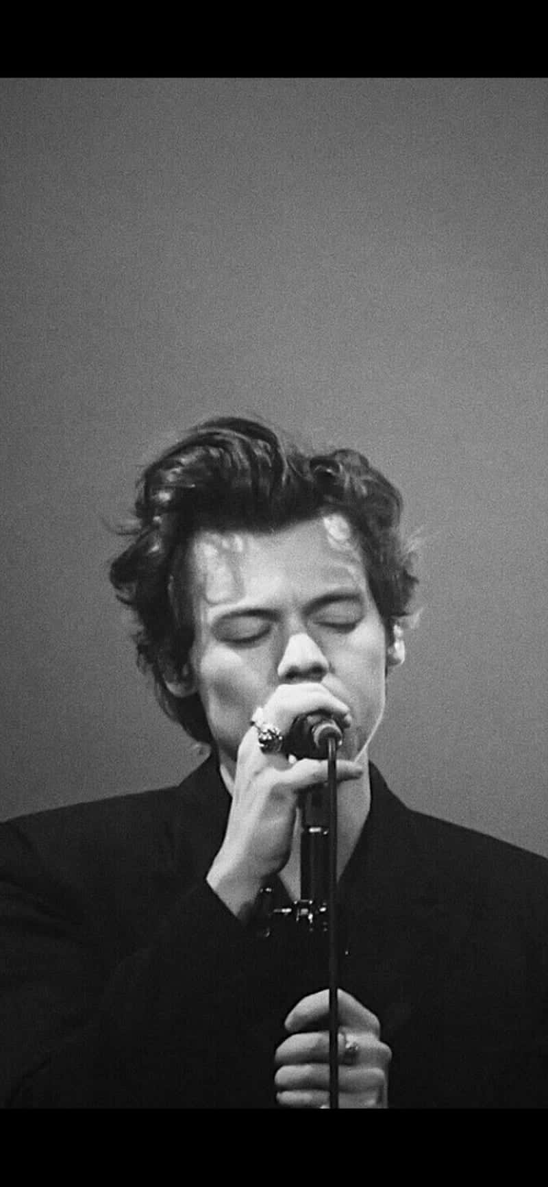 Harry Styles, black and white, close-up, HD Phone Wallpaper