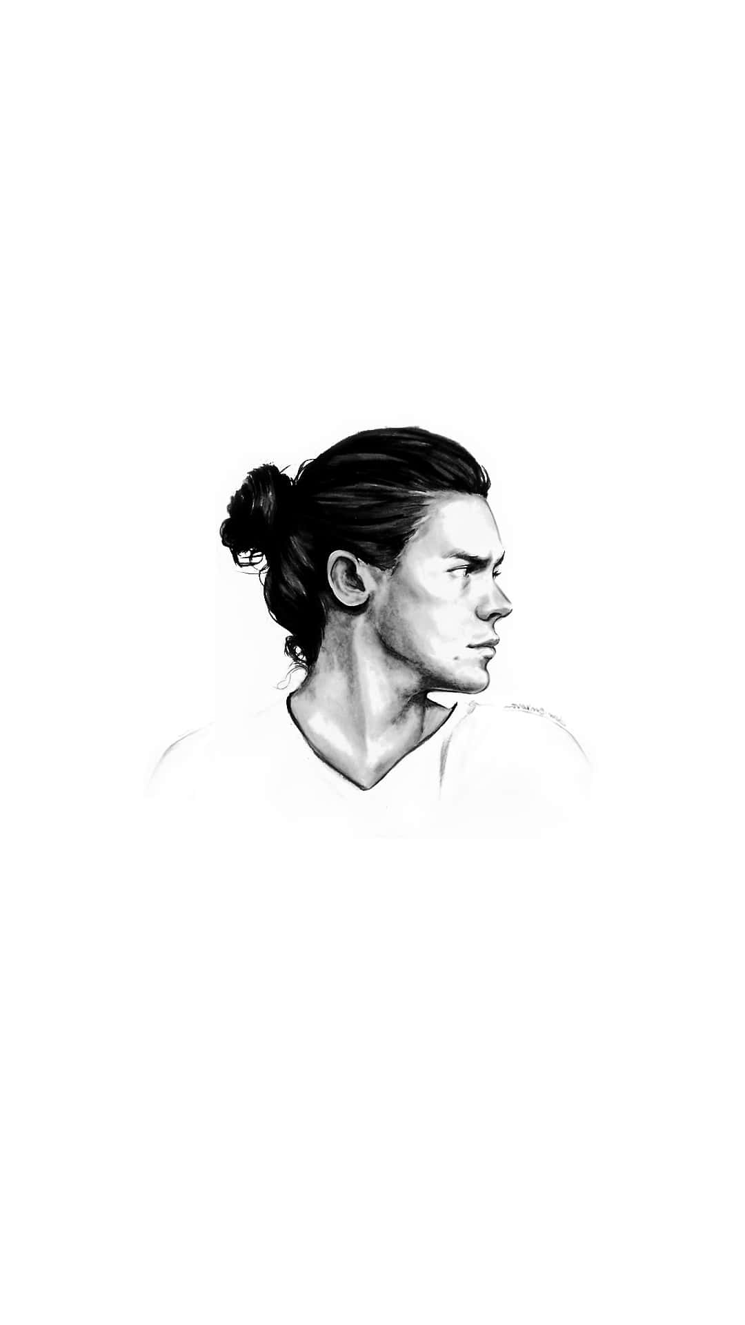 Harry Styles, black and white, bun hairstyle, Full HD Phone Wallpaper