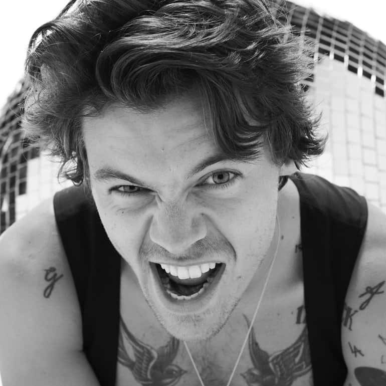Harry Styles, black and white, close-up, SD Desktop Wallpaper