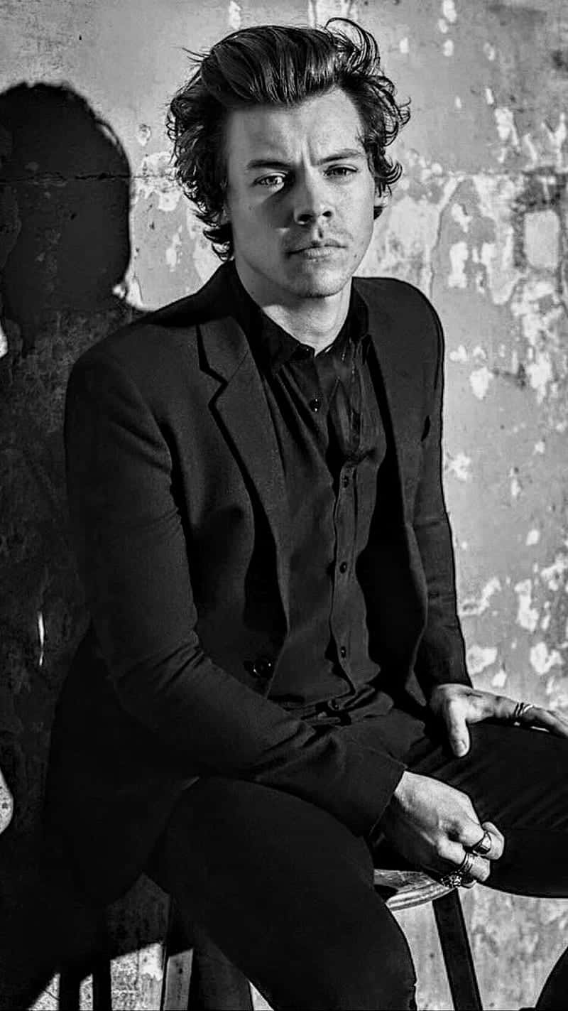 Harry Styles, black and white portrait, styled hair, HD Phone Wallpaper
