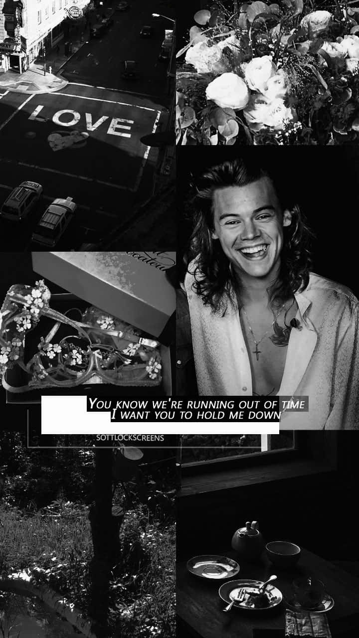 Harry Styles, black and white, collage, HD Phone Wallpaper