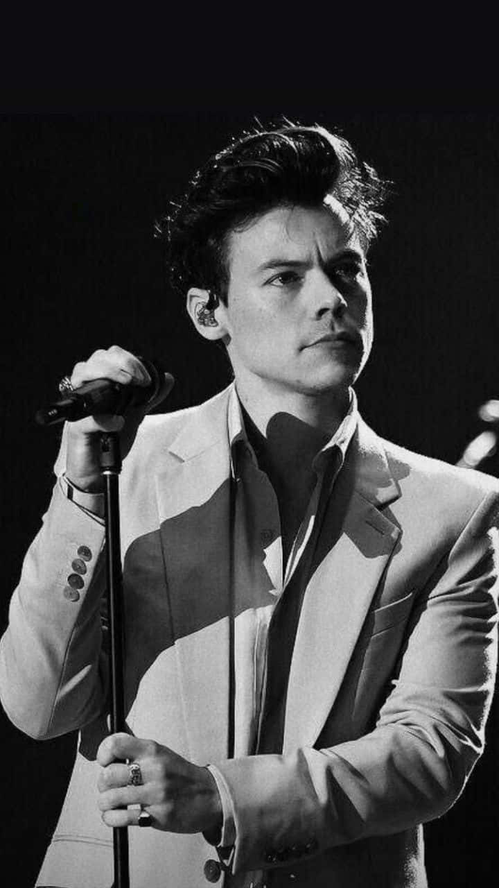 Harry Styles, black and white, suit, HD Phone Wallpaper