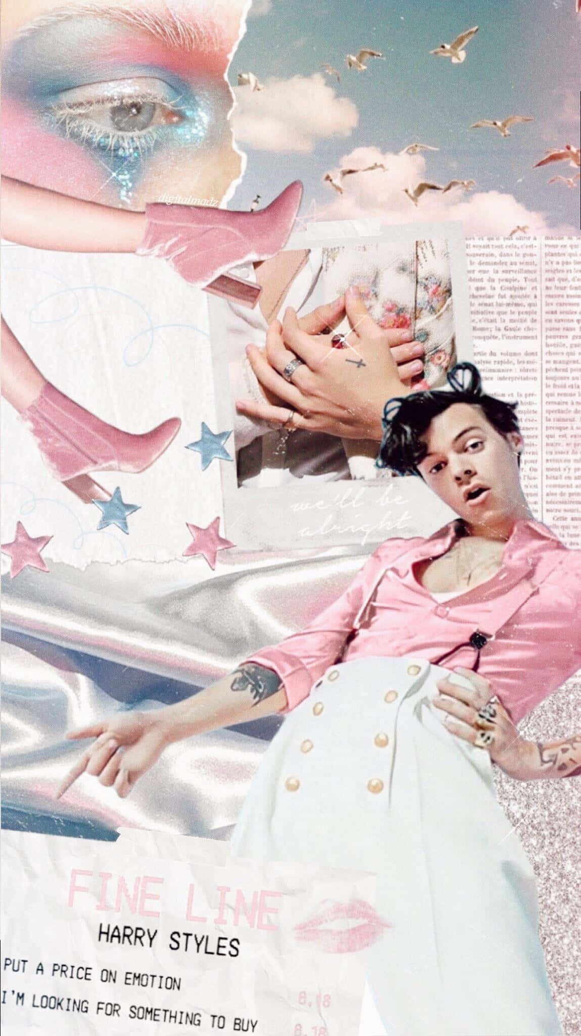 Harry Styles Fine Line, pink shirt, white pants, Full HD Phone Wallpaper