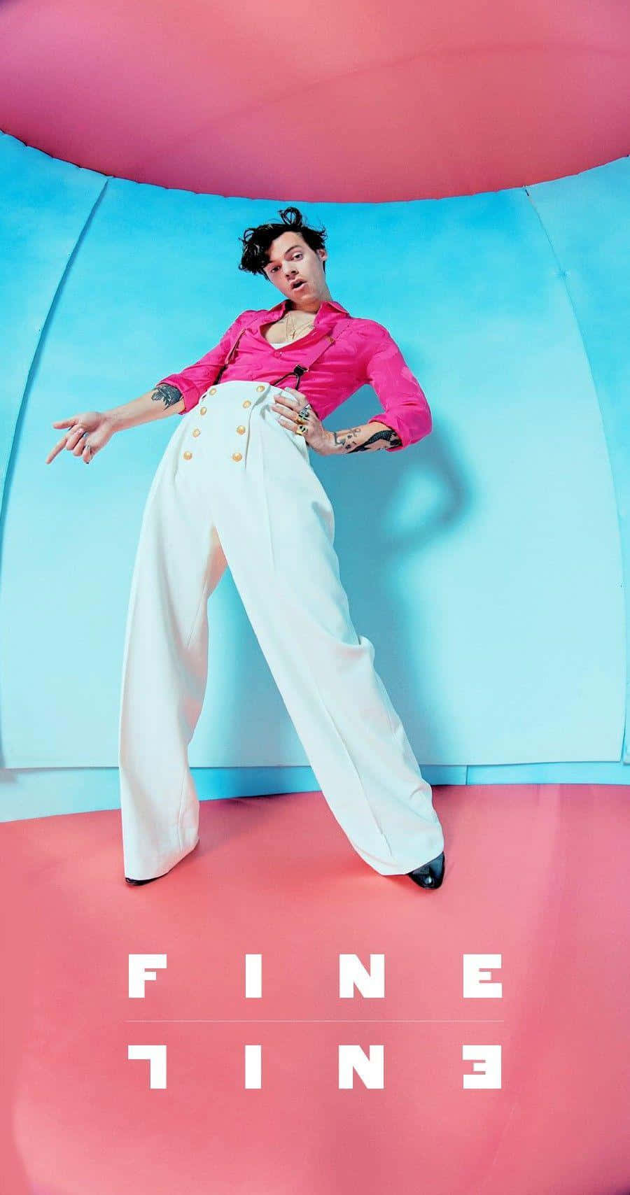 Harry Styles Fine Line, pink shirt, white pants, HD Phone Wallpaper