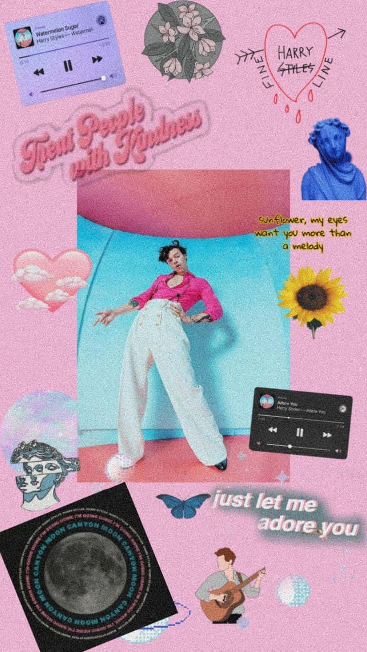 Harry Styles Fine Line, pink collage, pink top, HD Phone Wallpaper