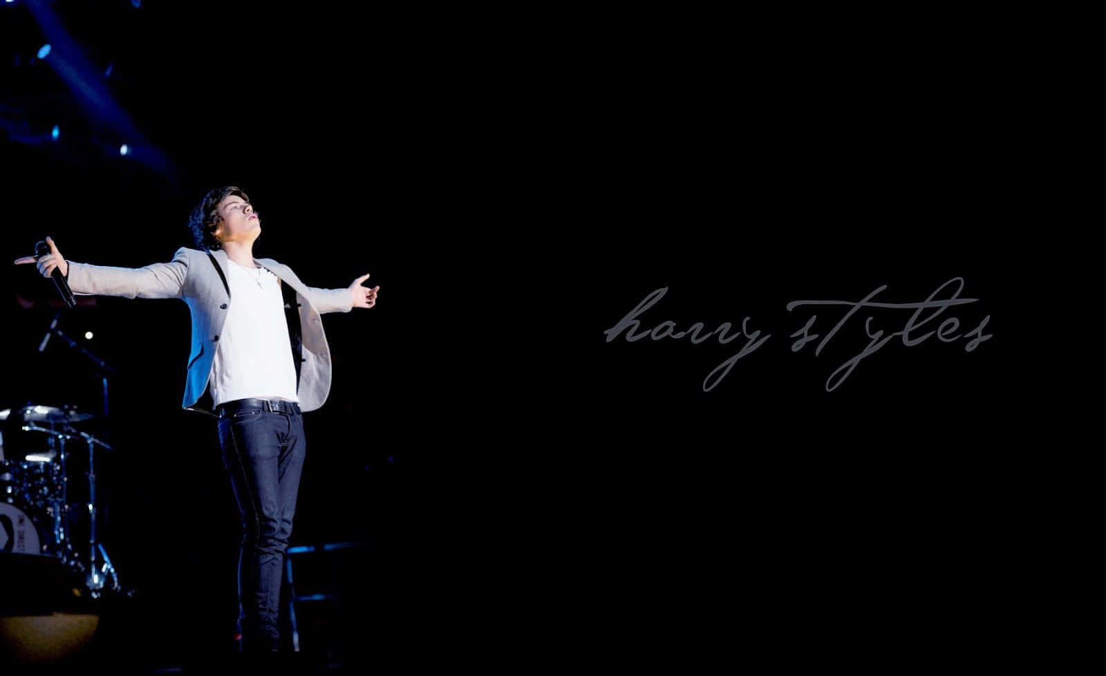 Harry Styles, laptop, dark stage, HD Desktop Wallpaper