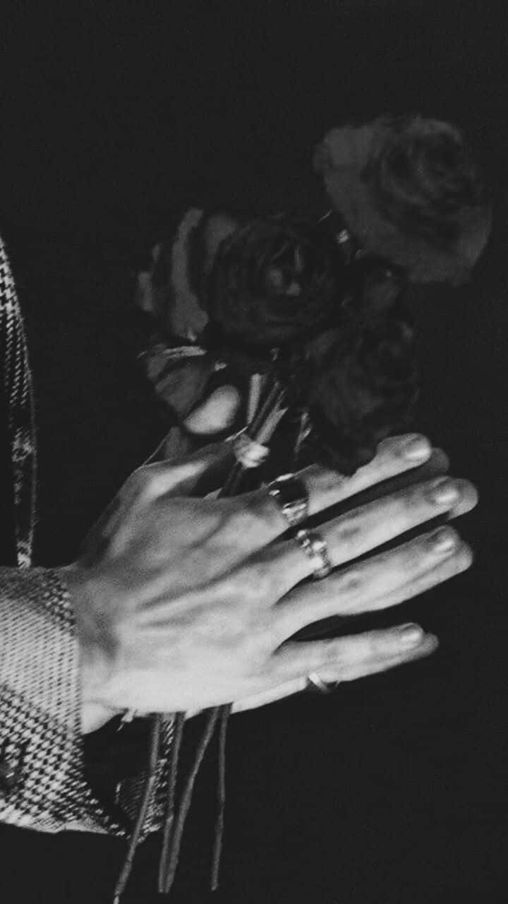 Harry Styles, dark roses, black background, HD Phone Wallpaper
