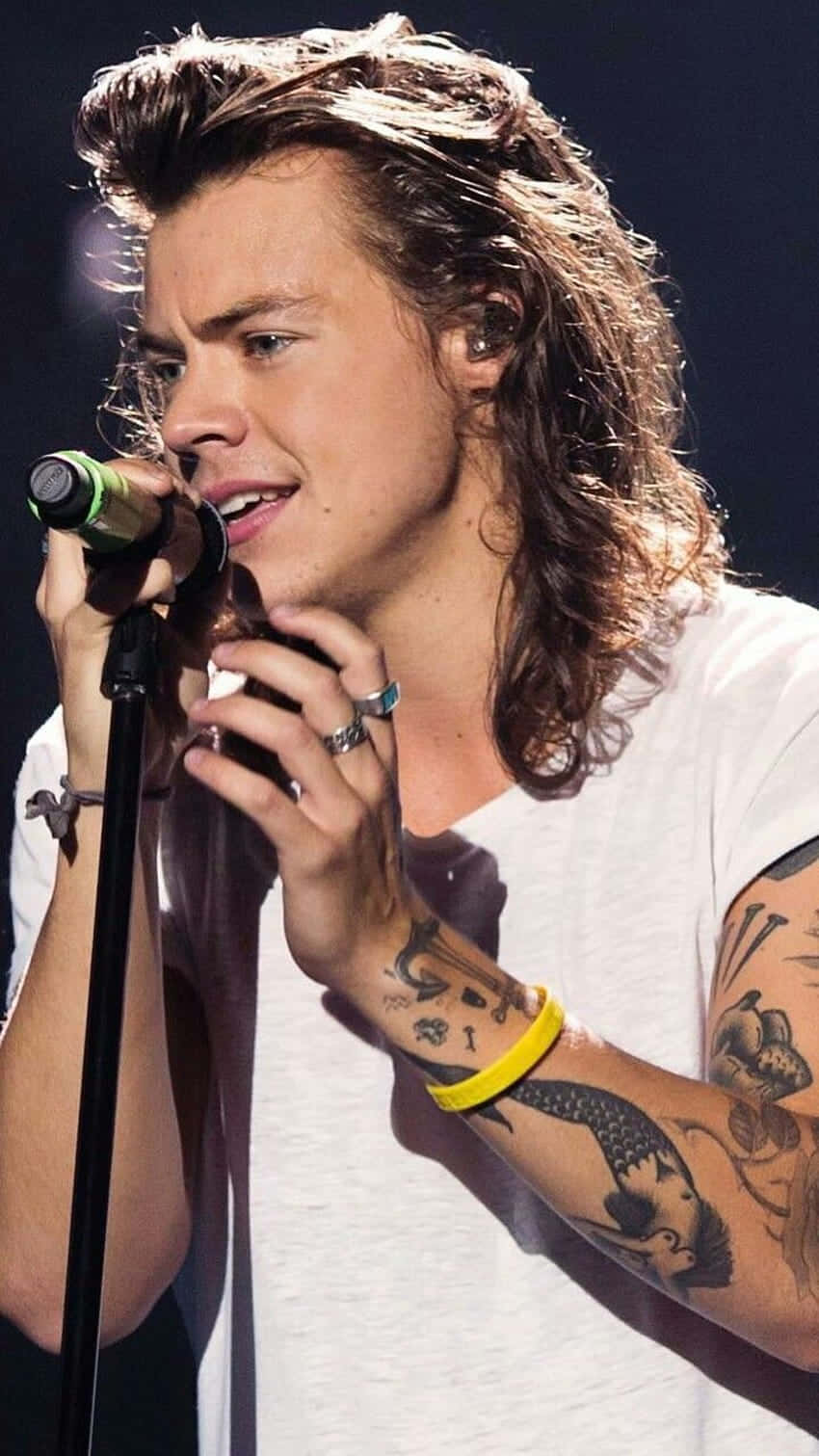 Harry Styles, microphone, tattoos, HD Phone Wallpaper