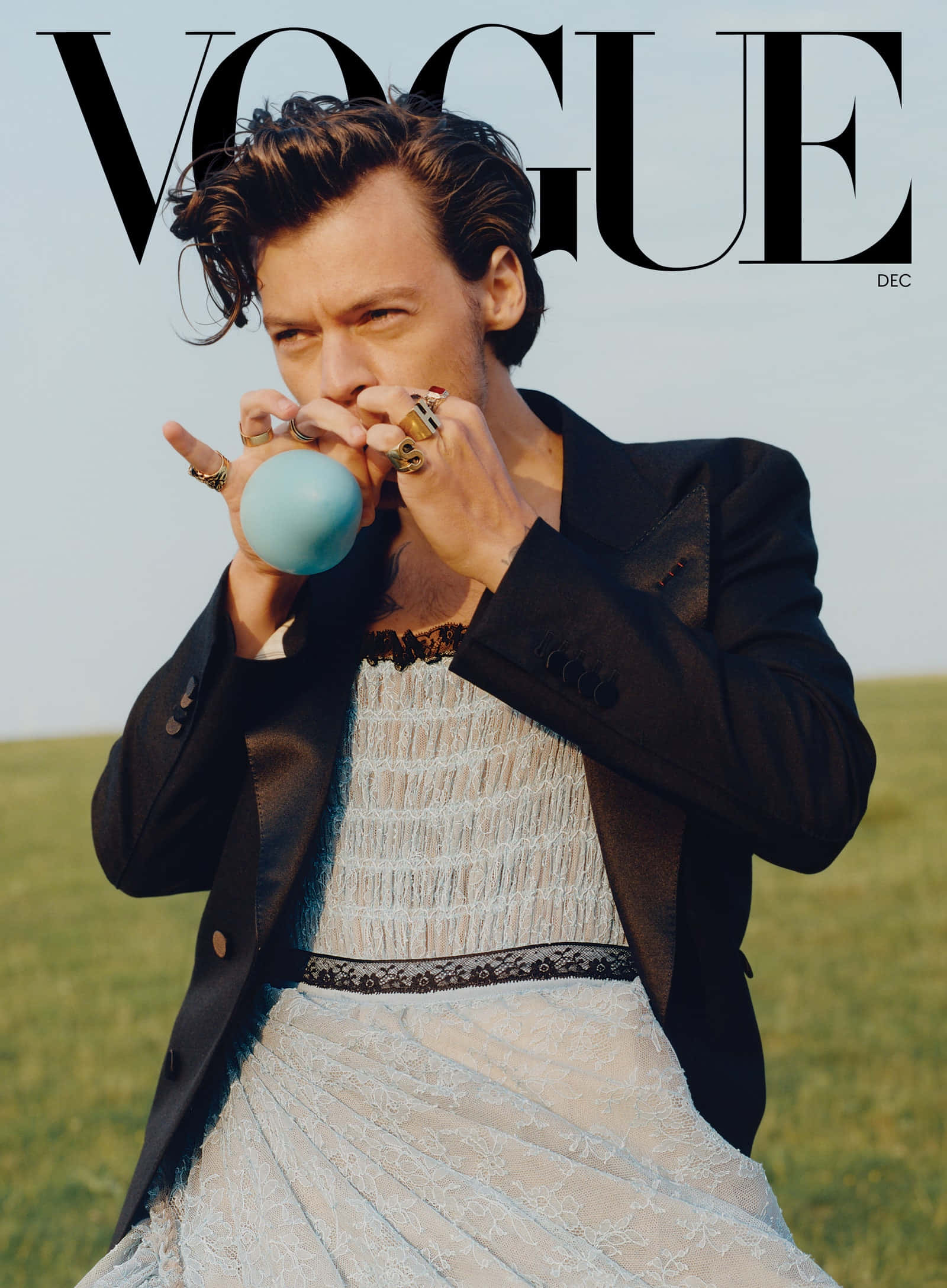 Harry Styles, blue bubblegum bubble, black blazer, Full HD Phone Wallpaper
