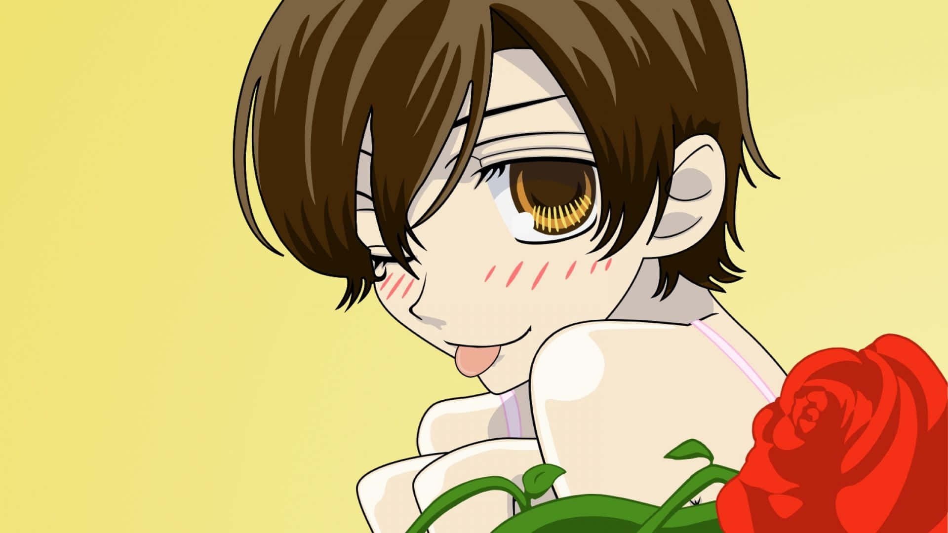 Haruhi Fujioka, brown hair, golden eyes, Full HD Desktop Wallpaper