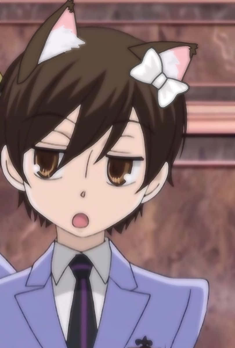 Haruhi Fujioka, light purple school uniform, brick wall, SD Phone Wallpaper