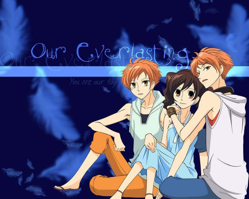 Haruhi Fujioka, school uniform, dark blue background, SD Desktop Wallpaper