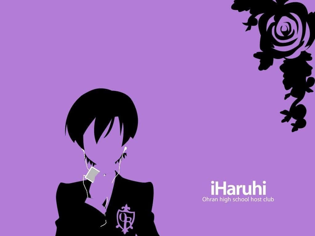 Haruhi Fujioka, black silhouette, short hair, SD Desktop Wallpaper