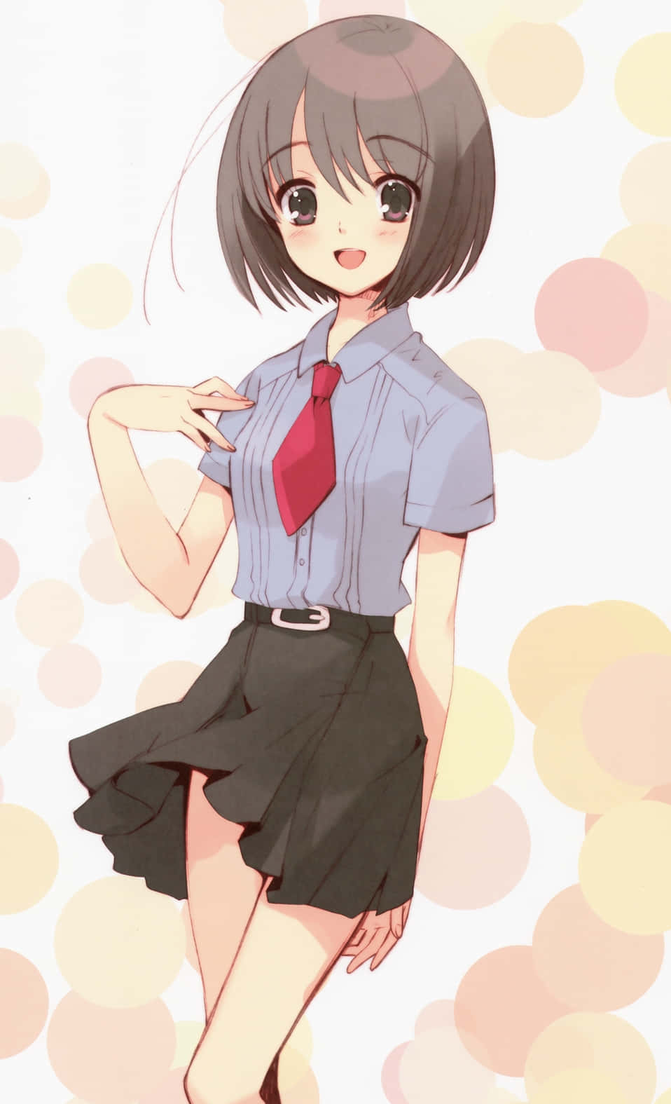 Haruhi Sasaki, school uniform, pastel bokeh background, HD Phone Wallpaper