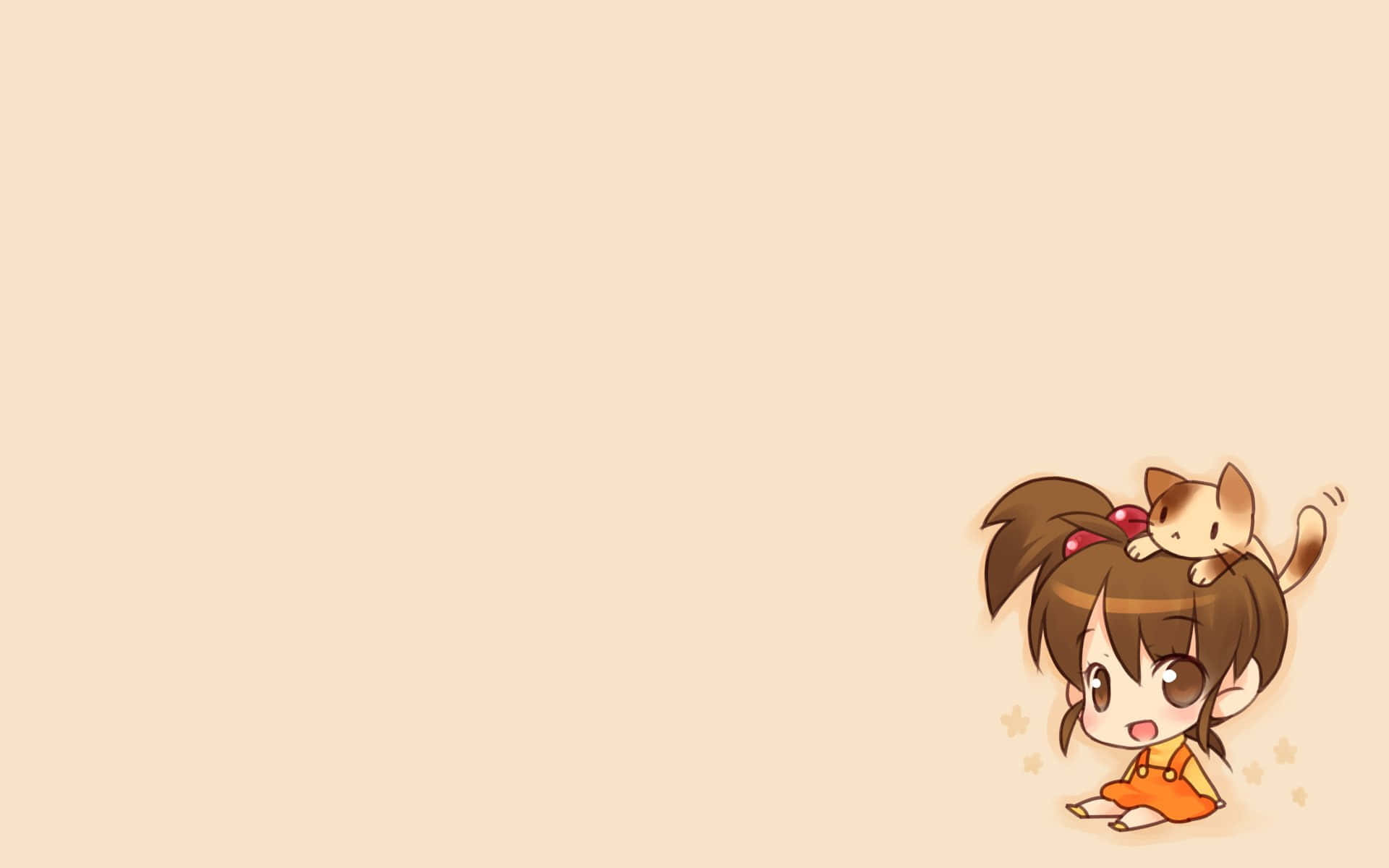 Haruhi Sasaki, chibi girl, orange dress, Full HD Desktop Wallpaper