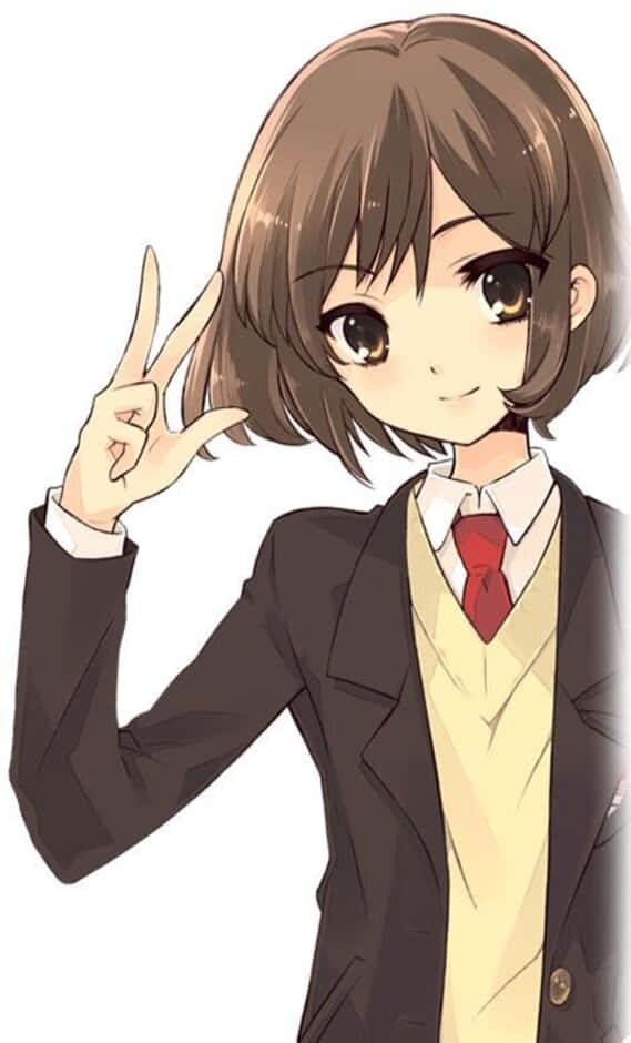 Haruhi Sasaki, brown bob hair, school uniform, SD Phone Wallpaper