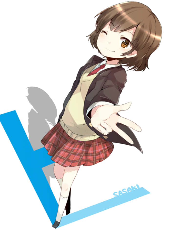 Haruhi Sasaki, school uniform, blue letter Y, SD Phone Wallpaper