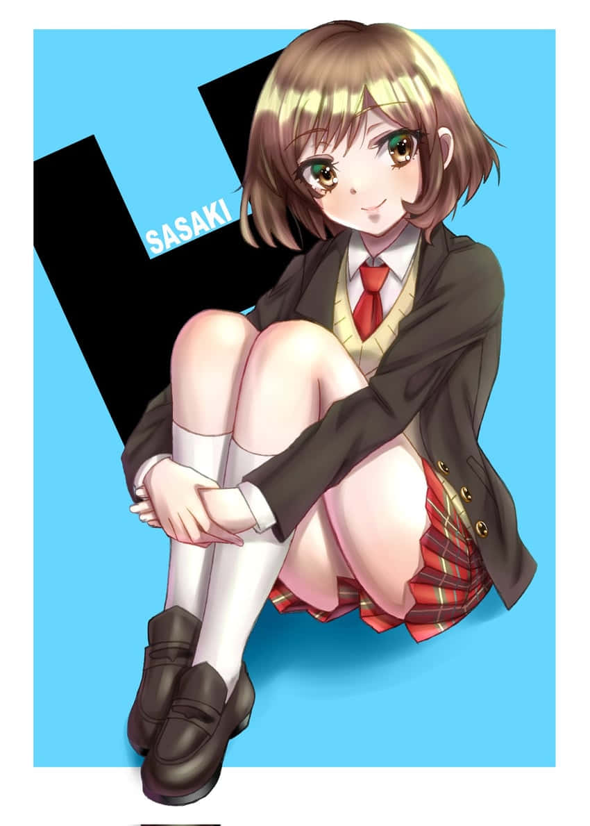 Haruhi Sasaki, school uniform, bold blue and black background, SD Phone Wallpaper
