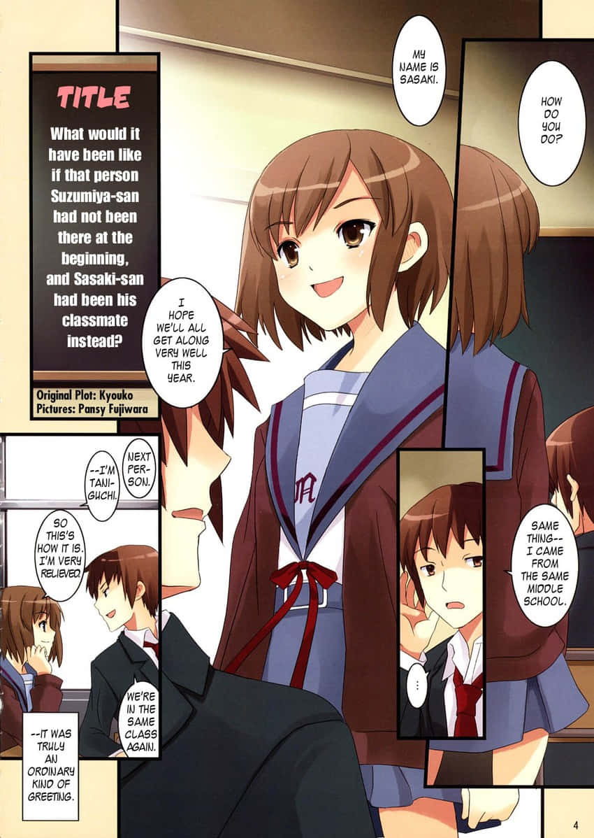 Haruhi Sasaki, school uniform, manga panel, SD Phone Wallpaper