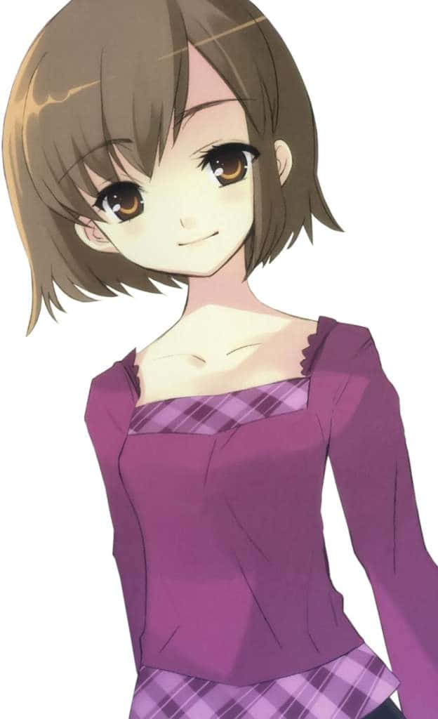Haruhi Sasaki, brown bob haircut, warm brown eyes, SD Phone Wallpaper