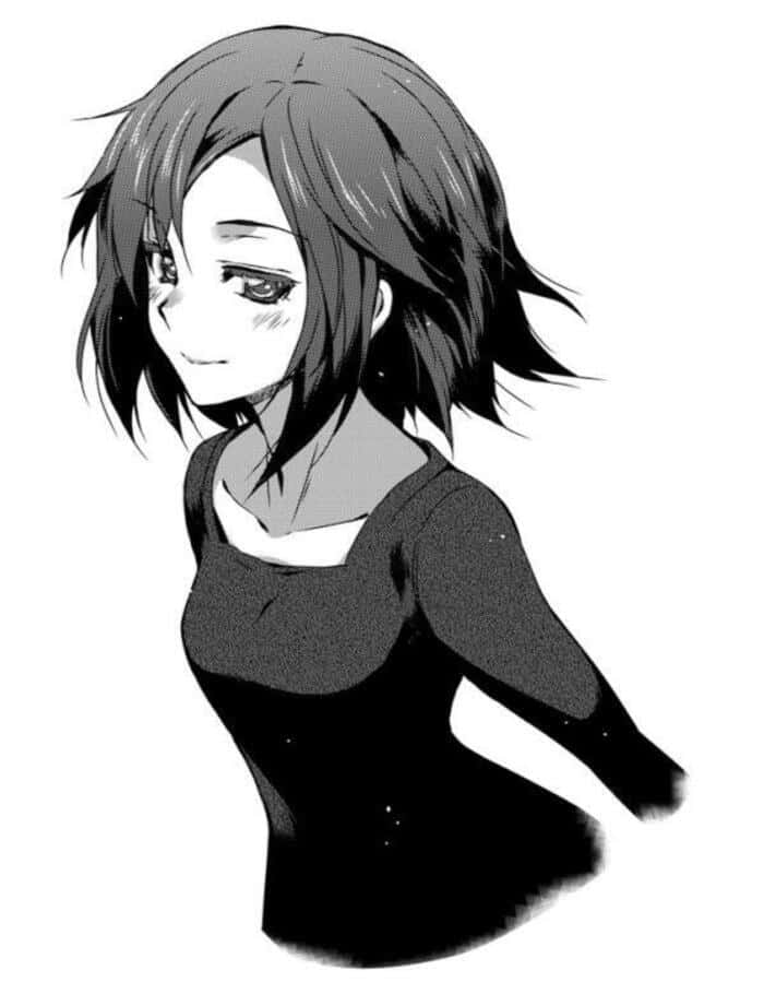 Haruhi Sasaki, monochrome, short tousled hair, SD Phone Wallpaper