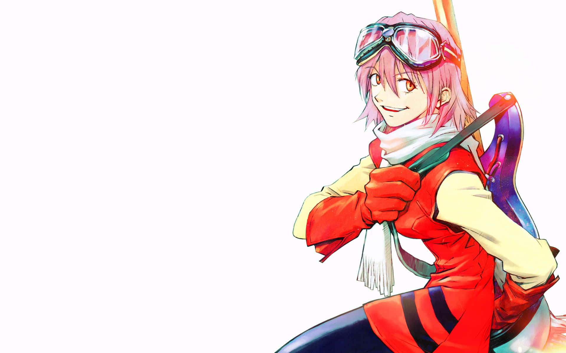 Haruko Haruhara, pink hair, goggles, Full HD Desktop Wallpaper