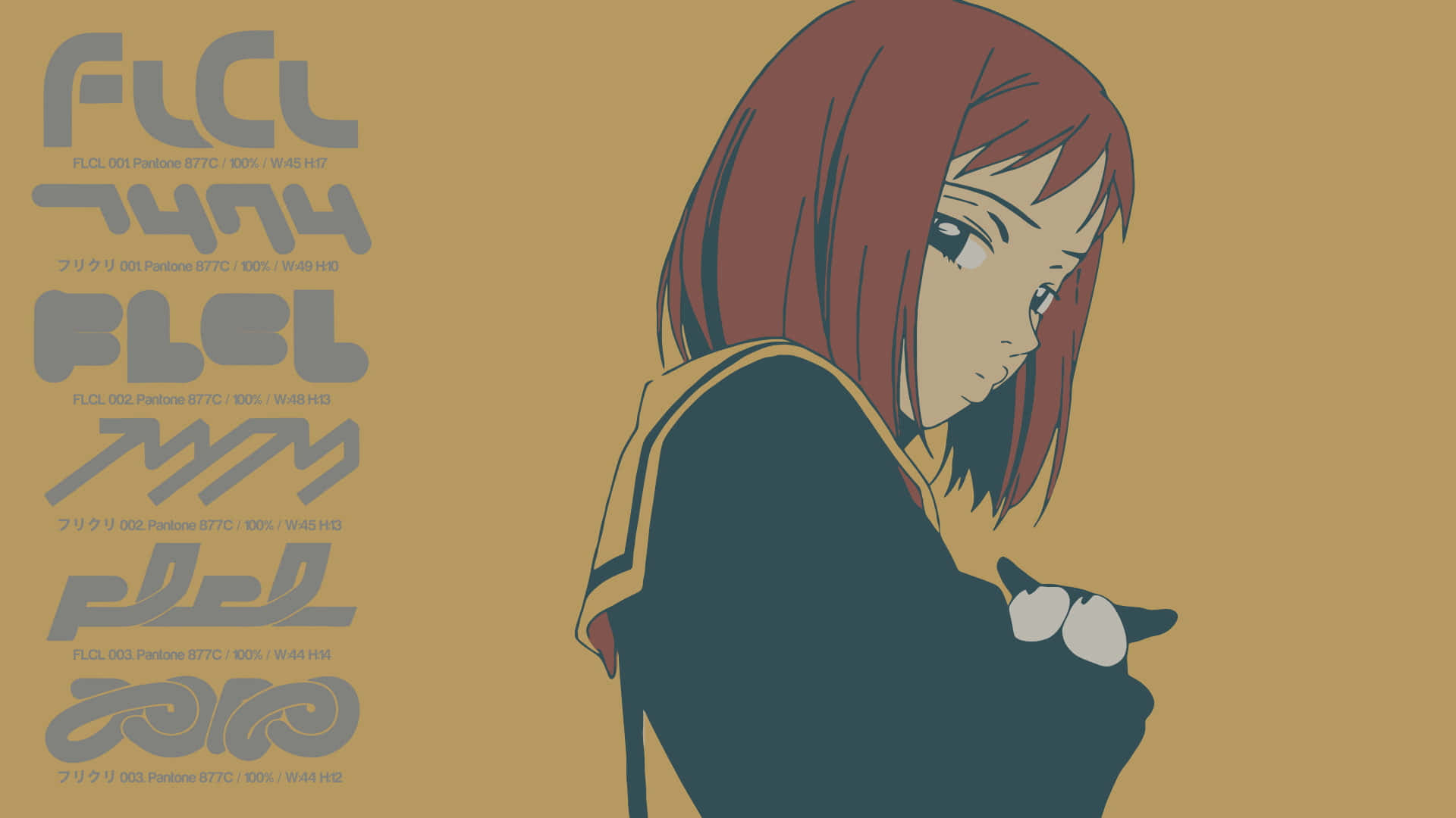 Haruko Haruhara, iconic guitar, school uniform, Full HD Desktop Wallpaper