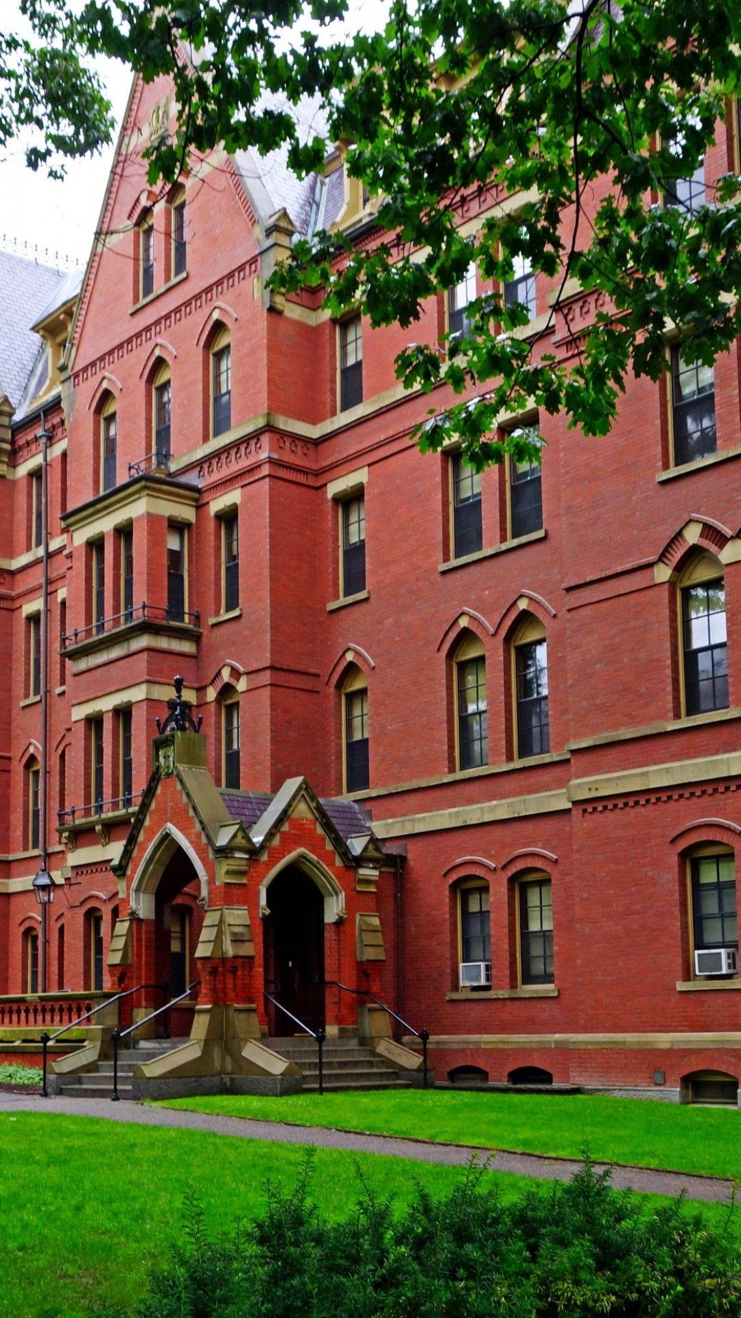 Harvard University, red brick, Victorian-style, Full HD Phone Wallpaper