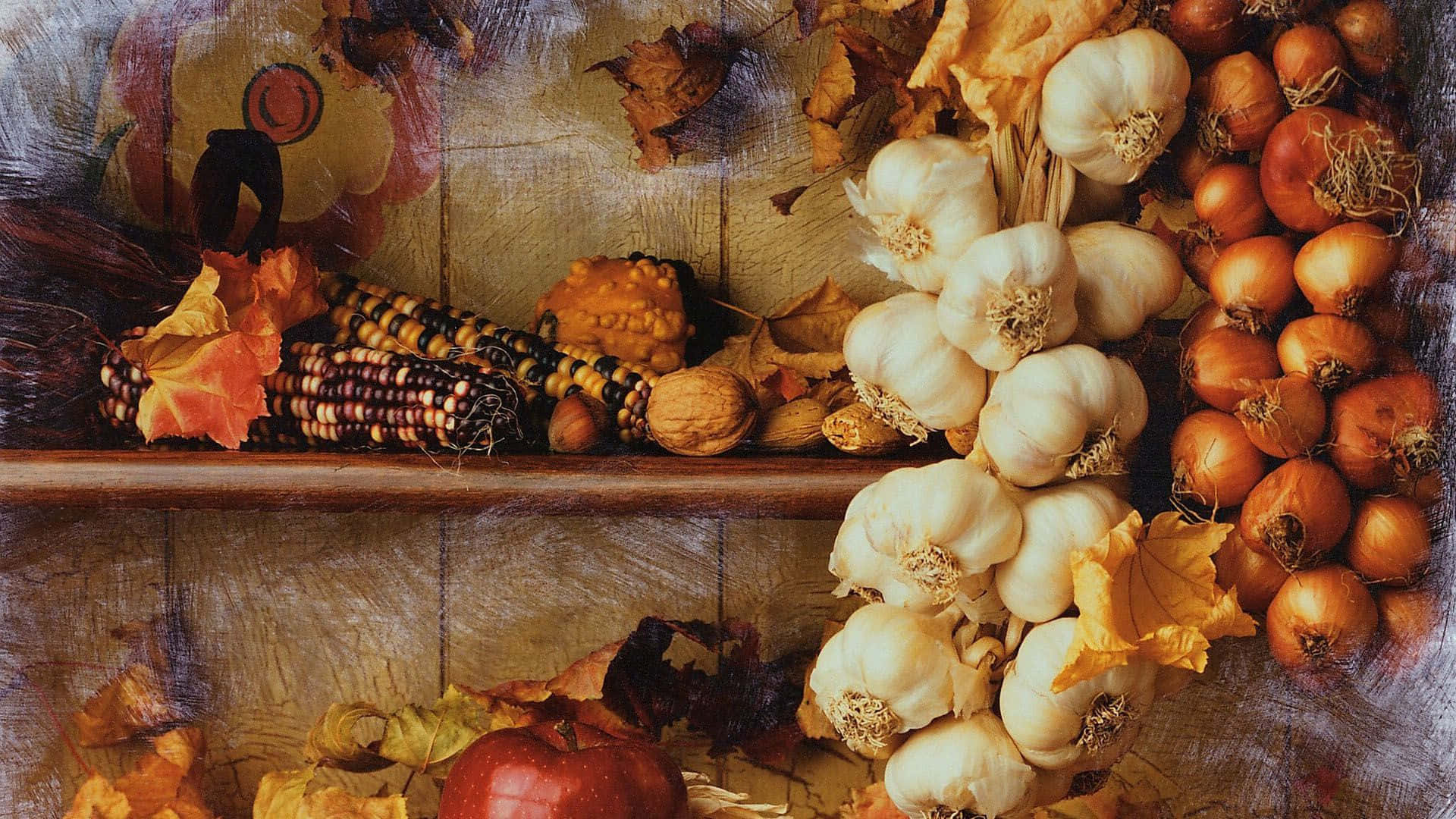 Harvest Time, autumn still life, garlic, Full HD Desktop Wallpaper
