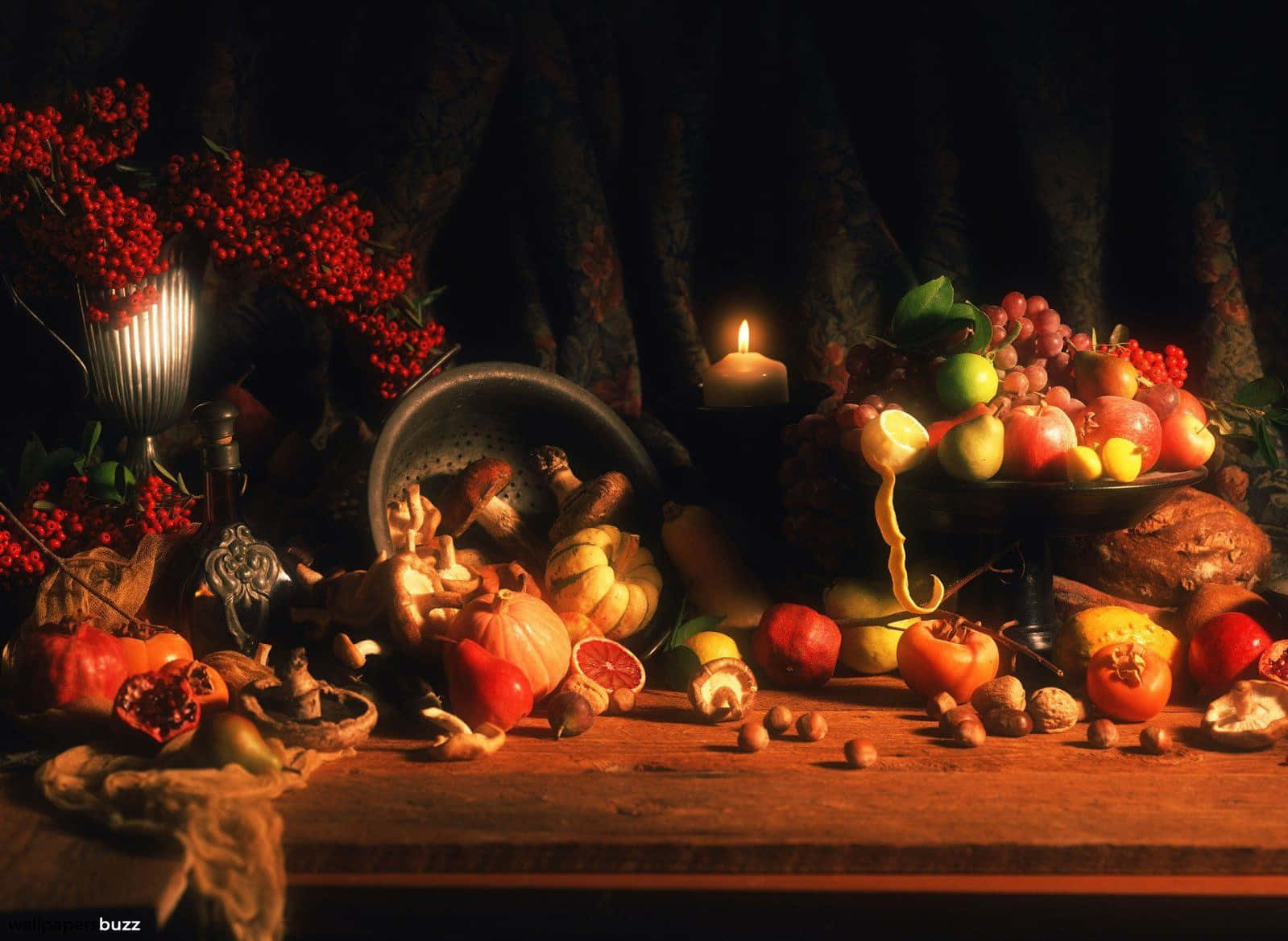Harvest Time, autumn fruits, nuts, HD Desktop Wallpaper