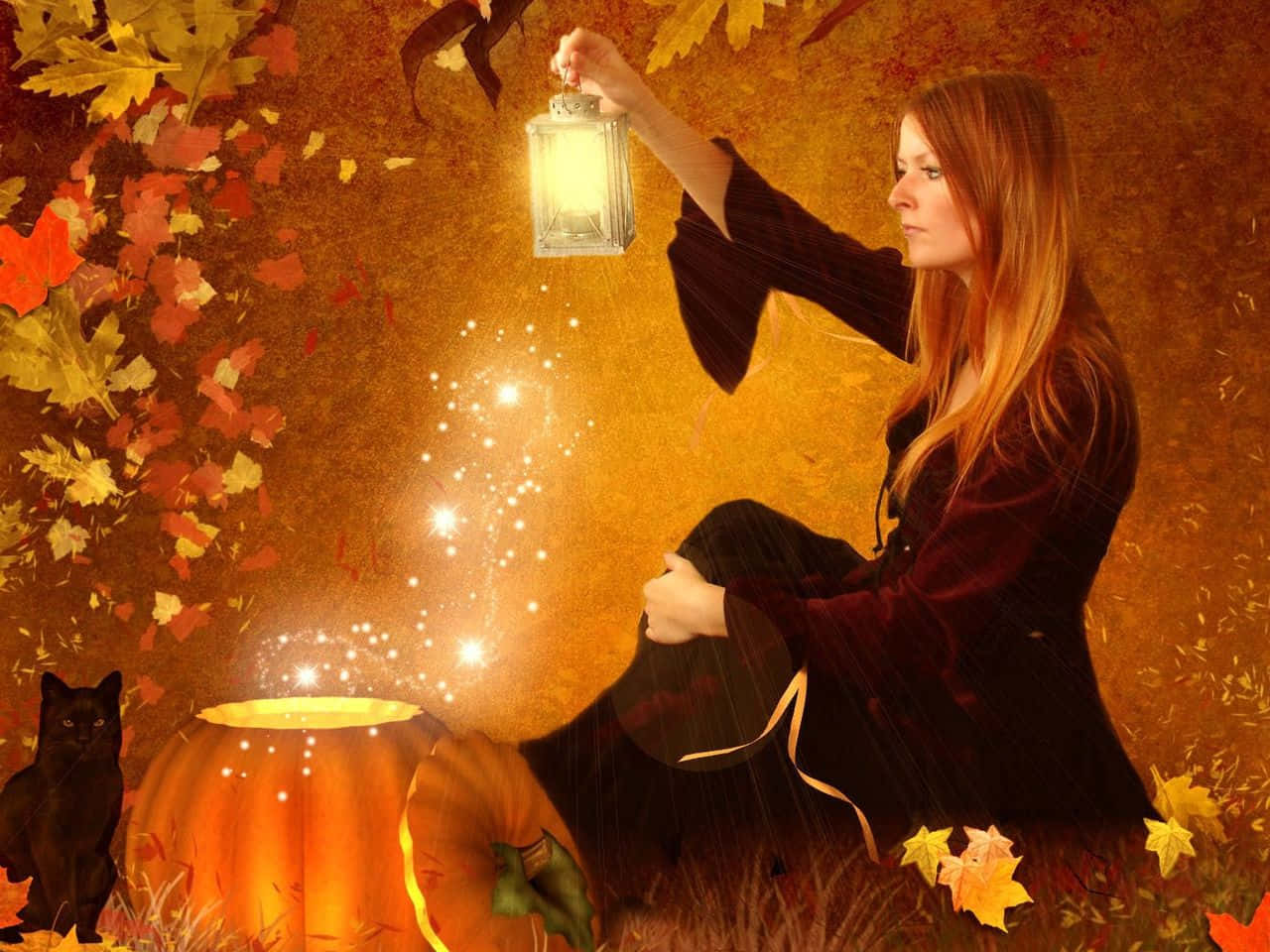 Harvest Time, dark robes, glowing lantern, HD Desktop Wallpaper