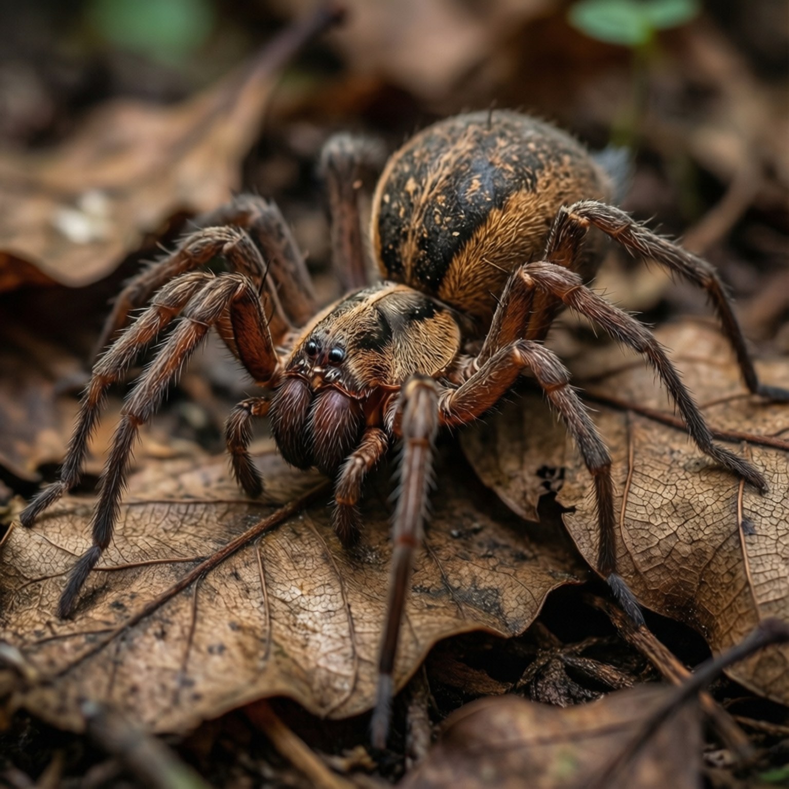 Harvestman, dry leaves, forest floor, HD Desktop Wallpaper