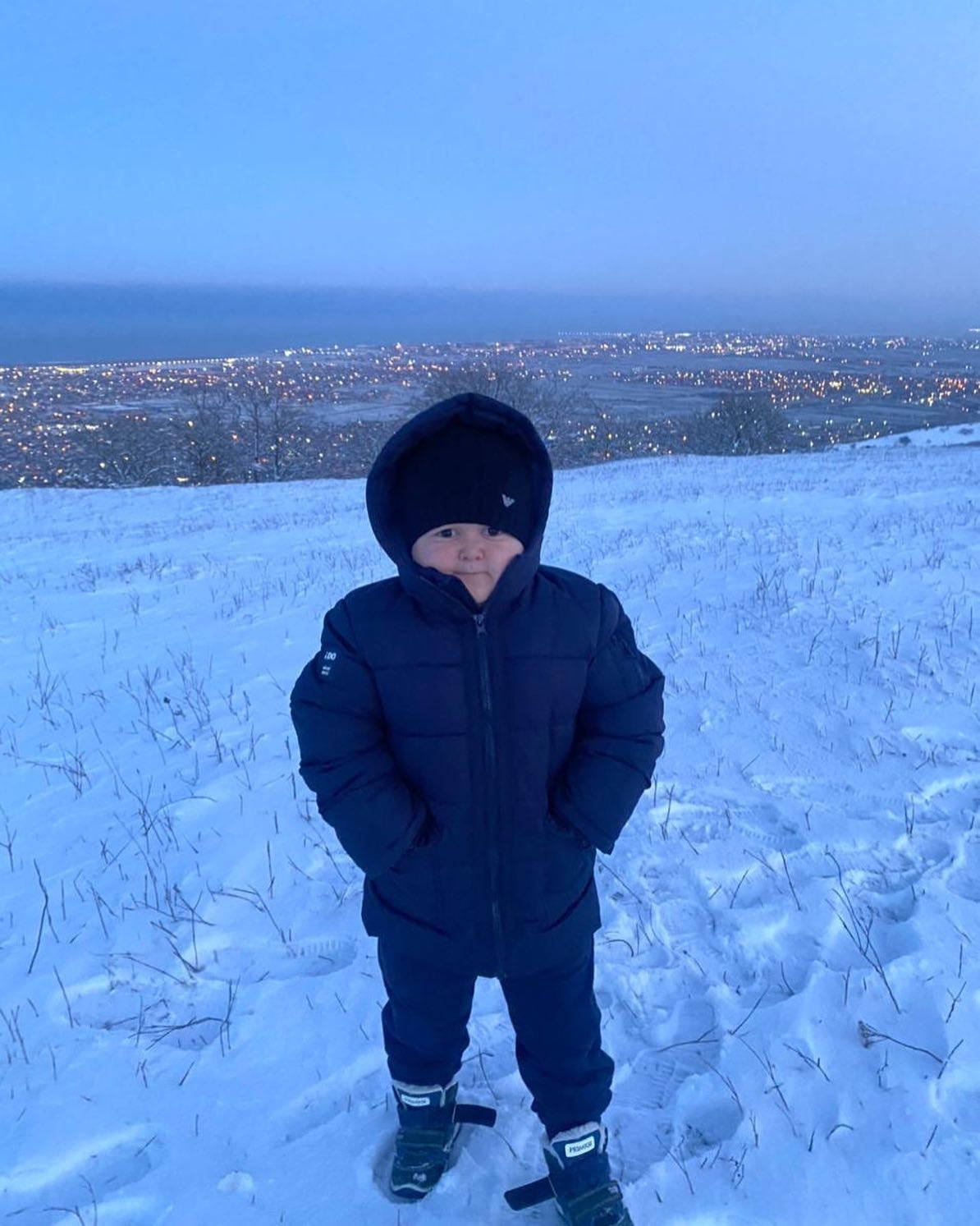 Hasbulla, winter coat, snowy hill, HD Phone Wallpaper