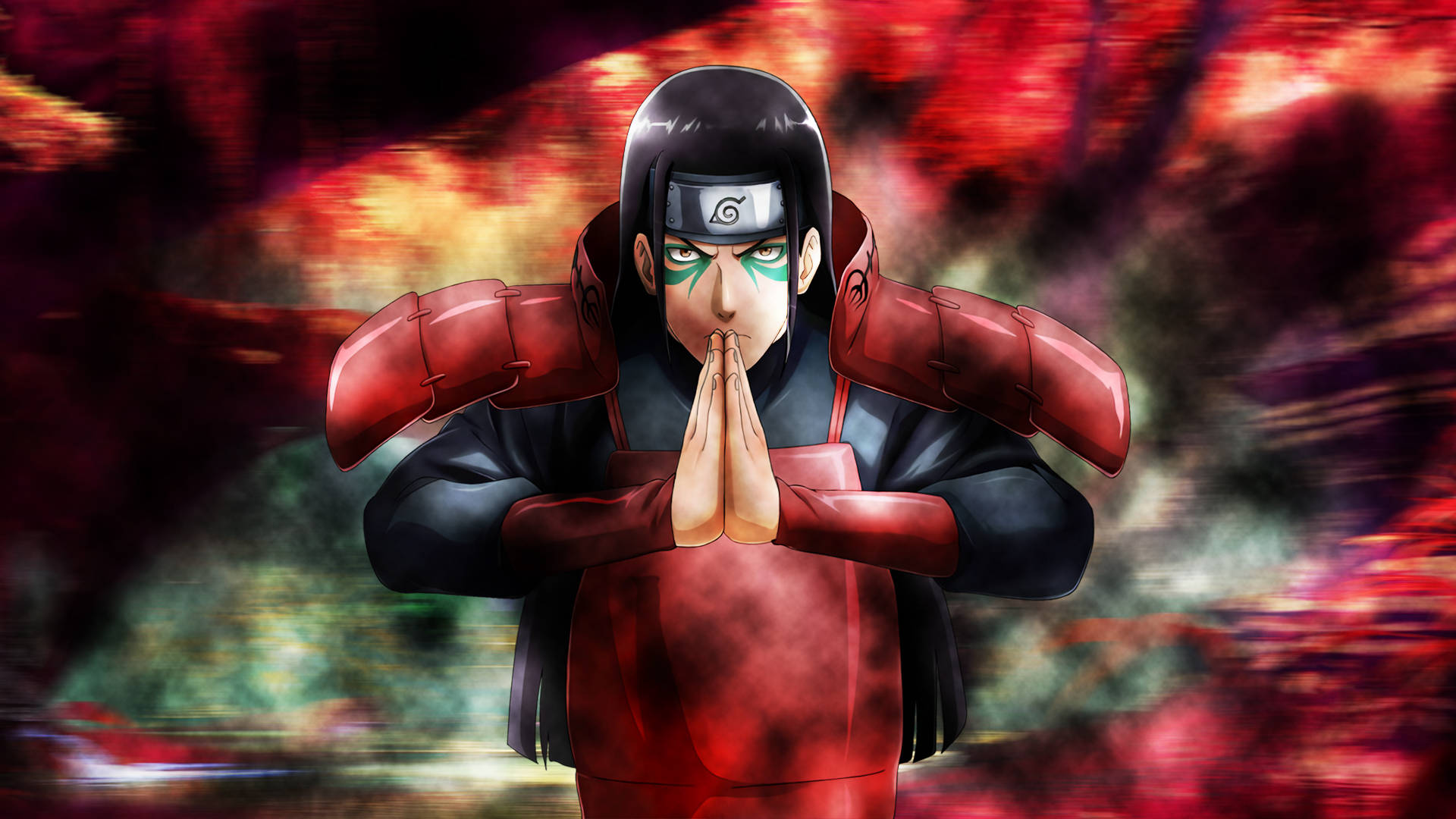 Hashirama Phone, red armor, fiery abstract background, Full HD Desktop Wallpaper