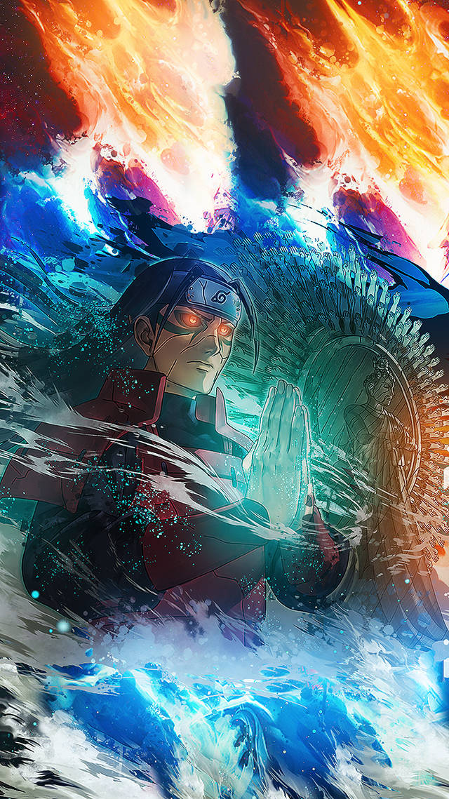 Hashirama Phone, fiery orange, icy blue, SD Phone Wallpaper