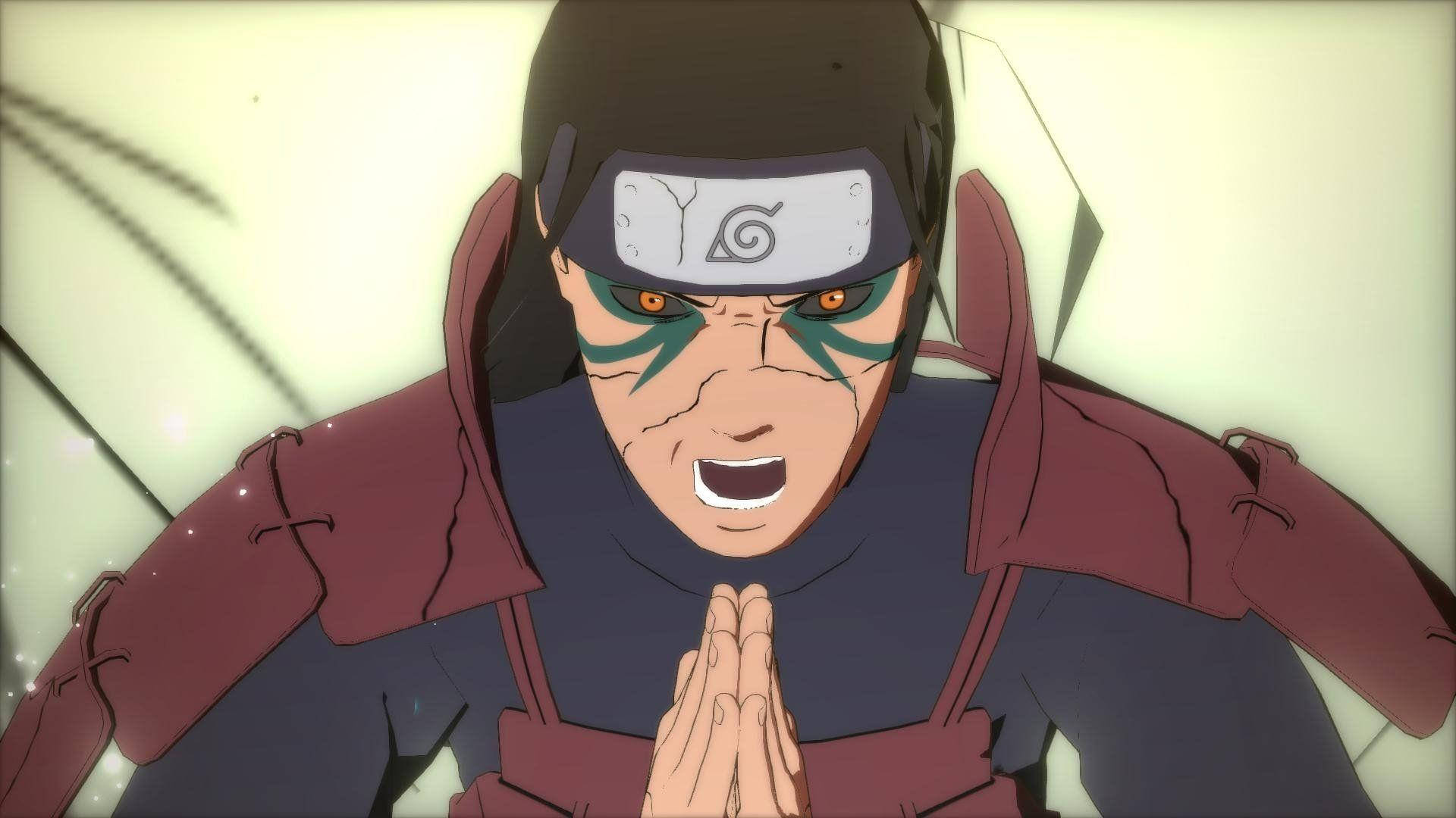 Hashirama Senju, orange eyes, green face paint, Full HD Desktop Wallpaper