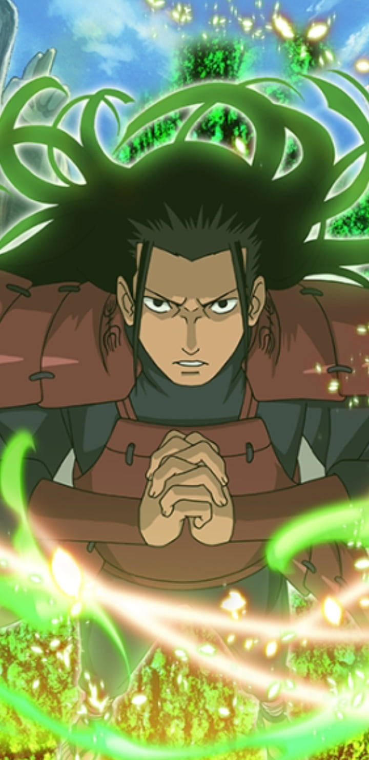 Hashirama Senju, green glow, glowing green chakra energy, HD Phone Wallpaper