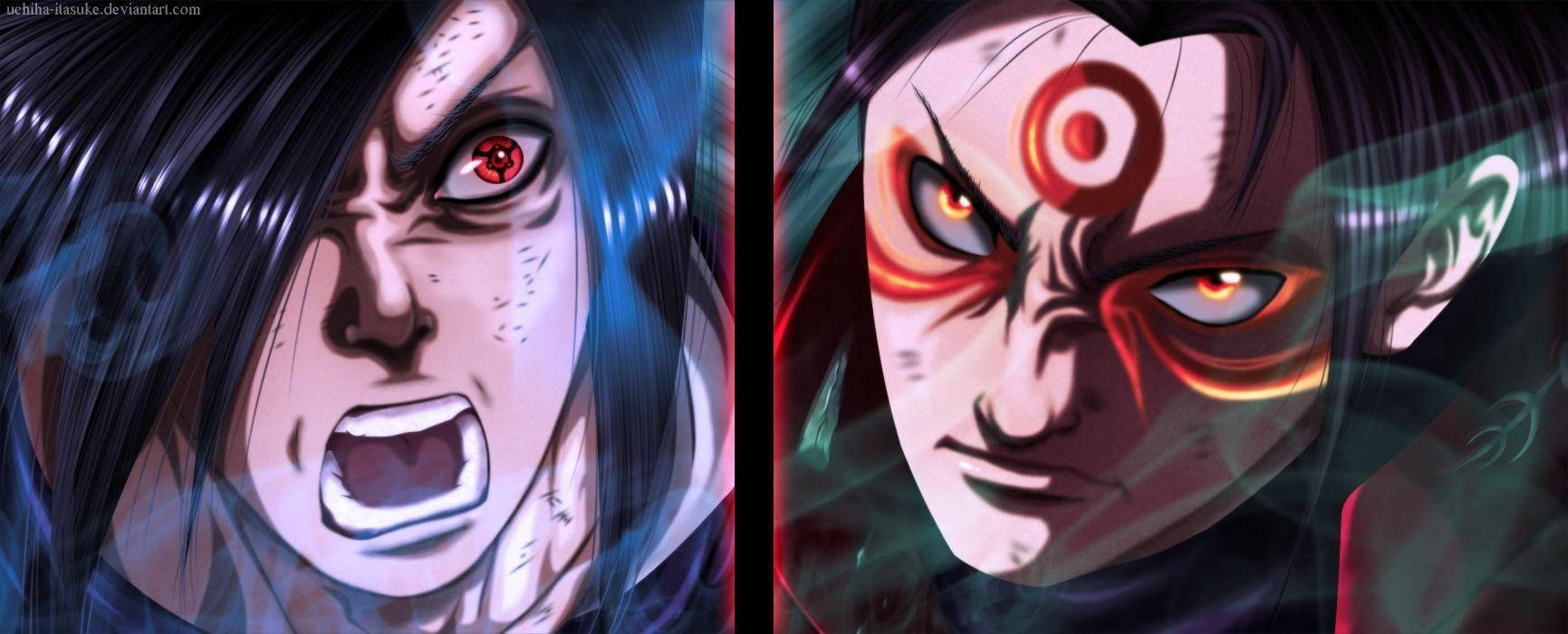 Hashirama Senju, red pupil, orange and red markings, HD Desktop Wallpaper