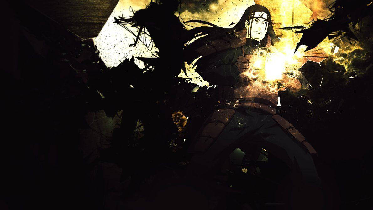 Hashirama Senju, glowing yellow chakra, shattered debris, SD Desktop Wallpaper