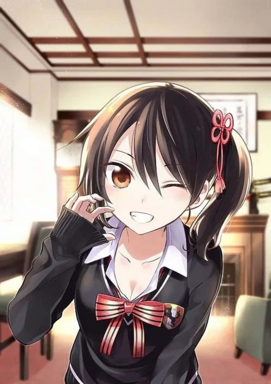 Hasuki Komai, anime reflexion, school uniform, SD Phone Wallpaper