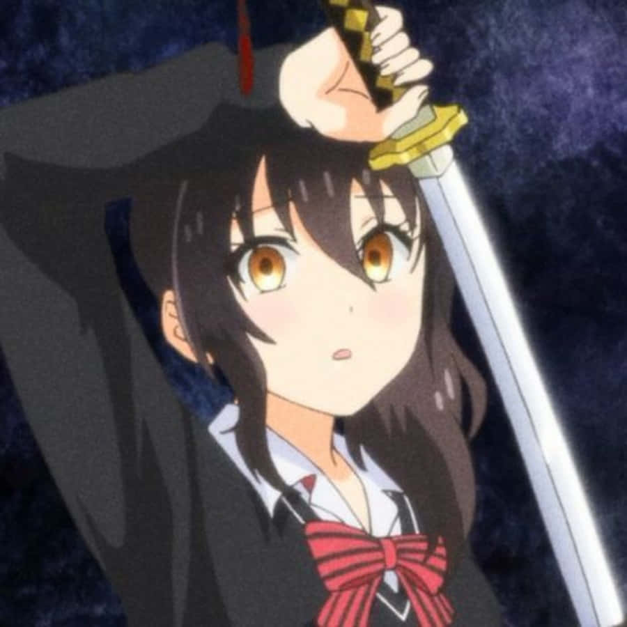 Hasuki Komai, school uniform, sword, SD Desktop Wallpaper