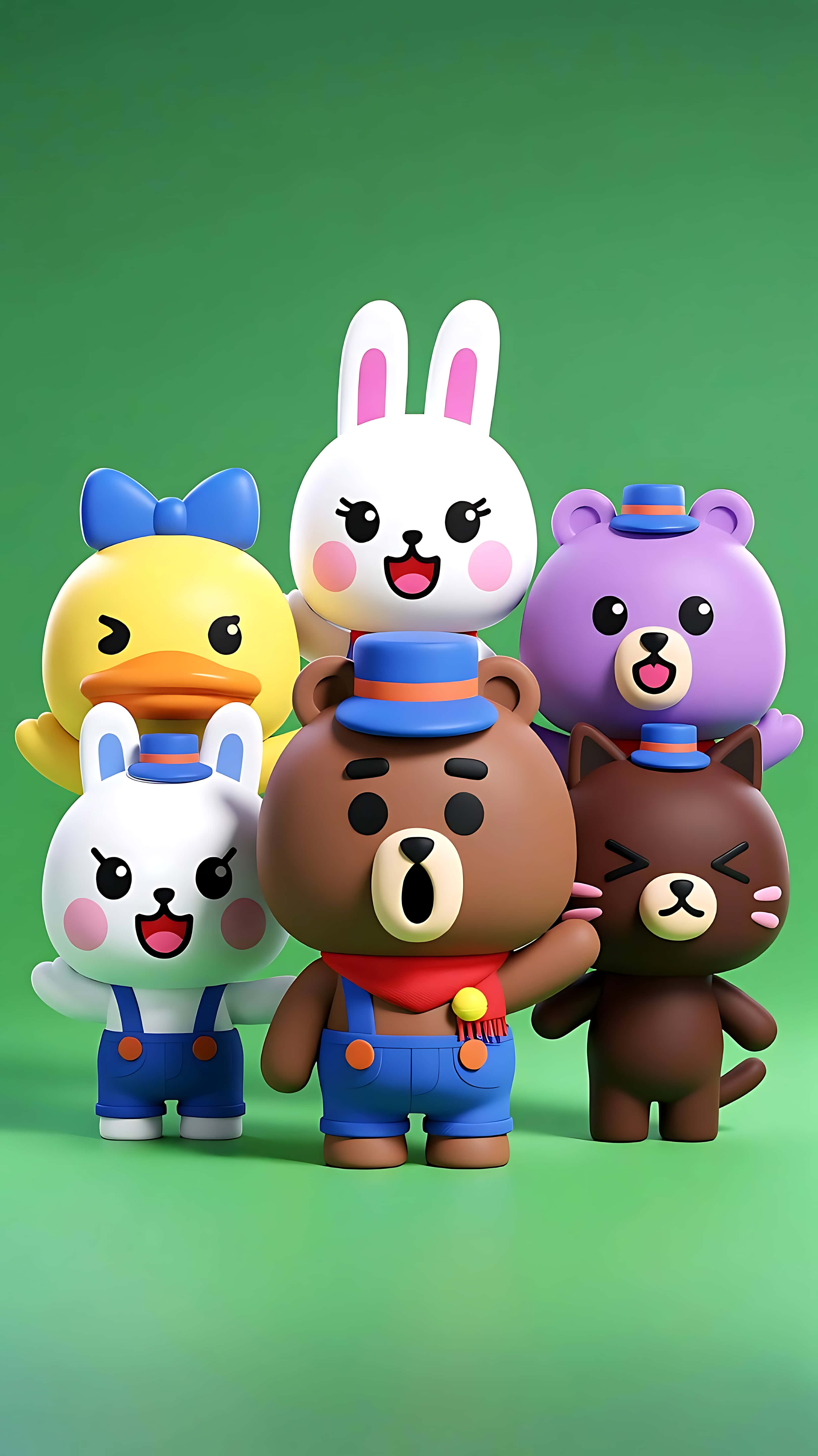 3d bear, animal toys, blue hats, 5K Phone Wallpaper
