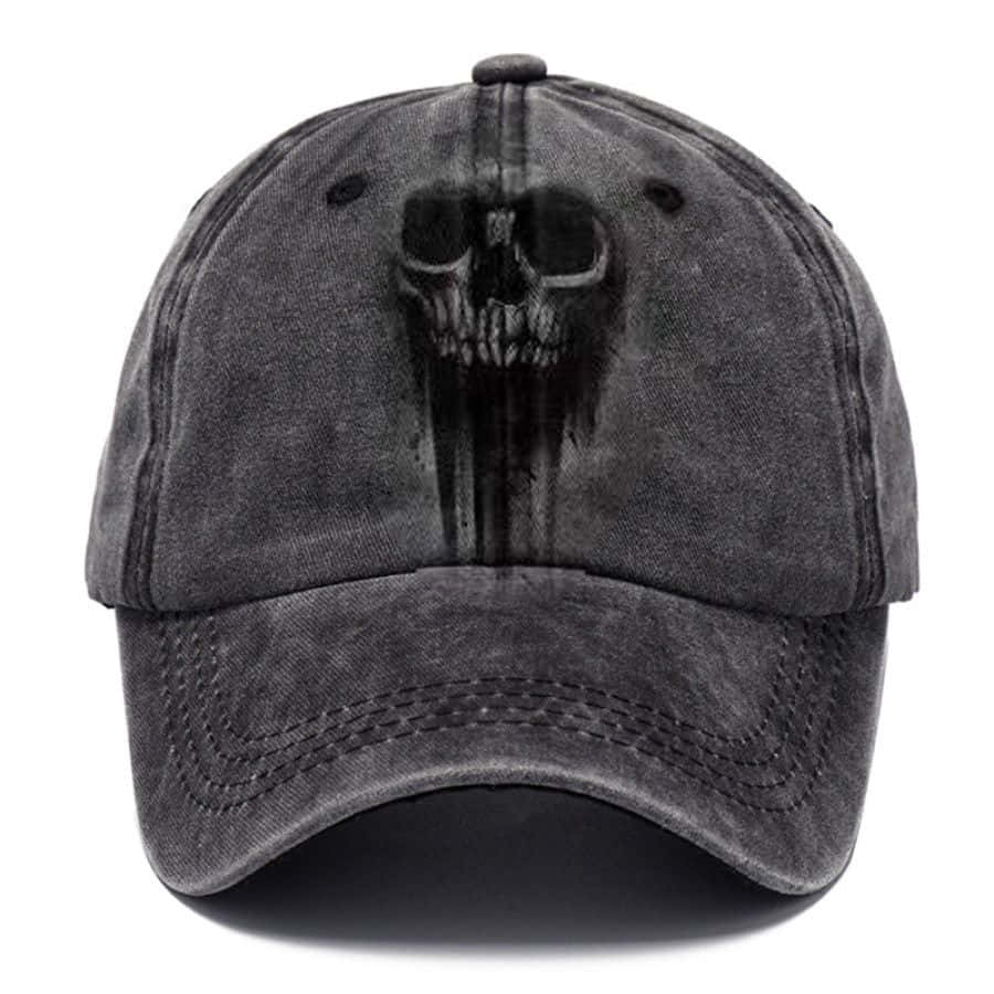 dark gray, vintage baseball cap, faded skull graphic, SD Desktop Wallpaper