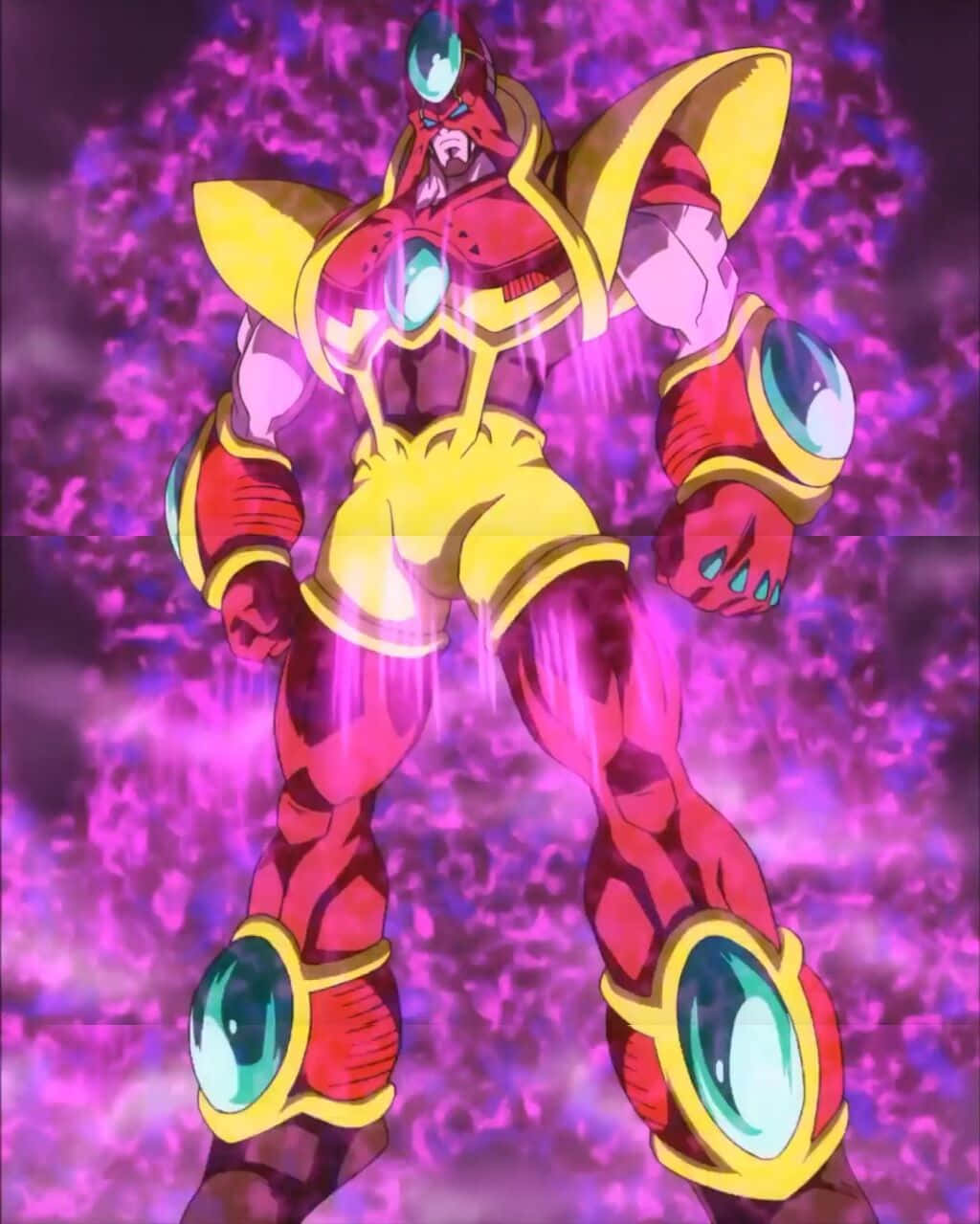 Hatchiyack, red and gold armor, glowing teal gems, SD Phone Wallpaper