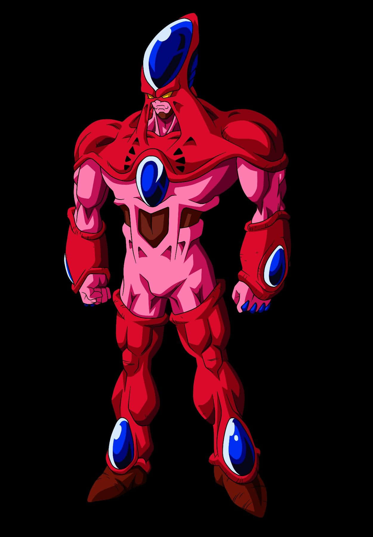 Hatchiyack, red and blue anime character, glowing eyes, HD Phone Wallpaper
