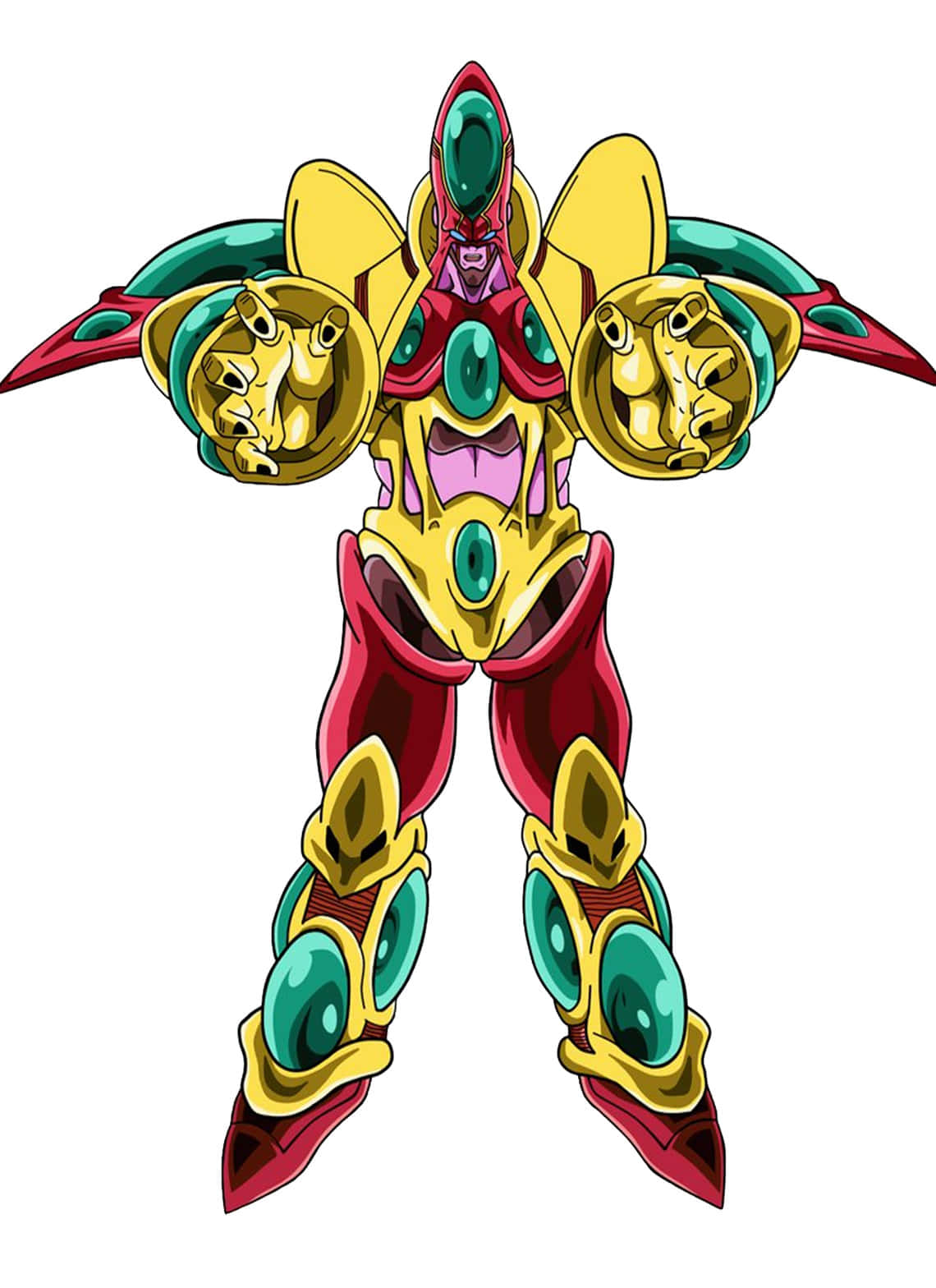 Hatchiyack, gold red and teal armor, anime robot, HD Phone Wallpaper