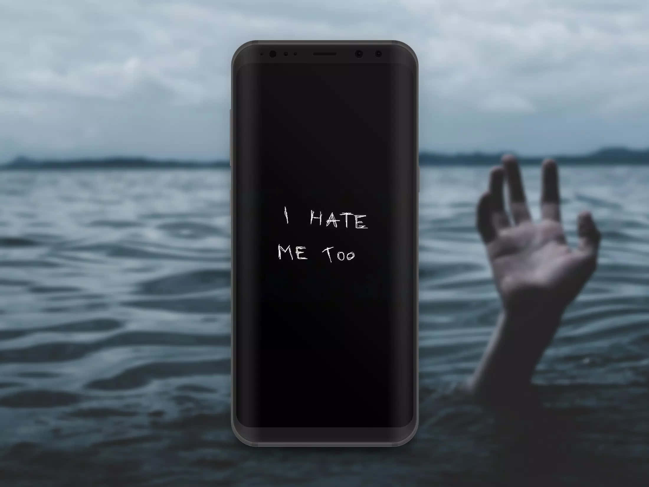 I HATE ME TOO, smartphone, murky water, Full HD Desktop Wallpaper