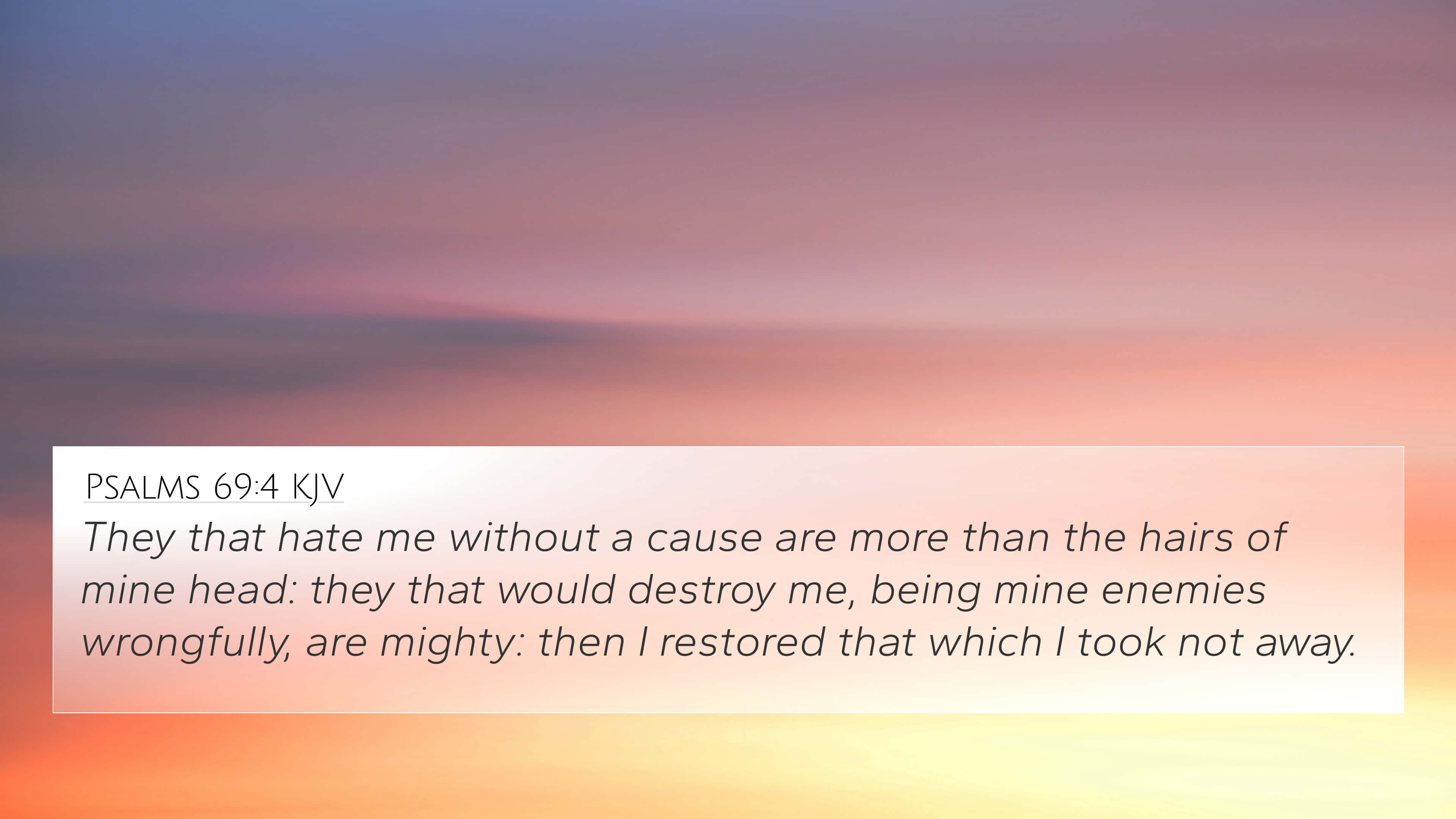 Psalm 69:4 KJV, sunset, pink orange, 4K Desktop Wallpaper