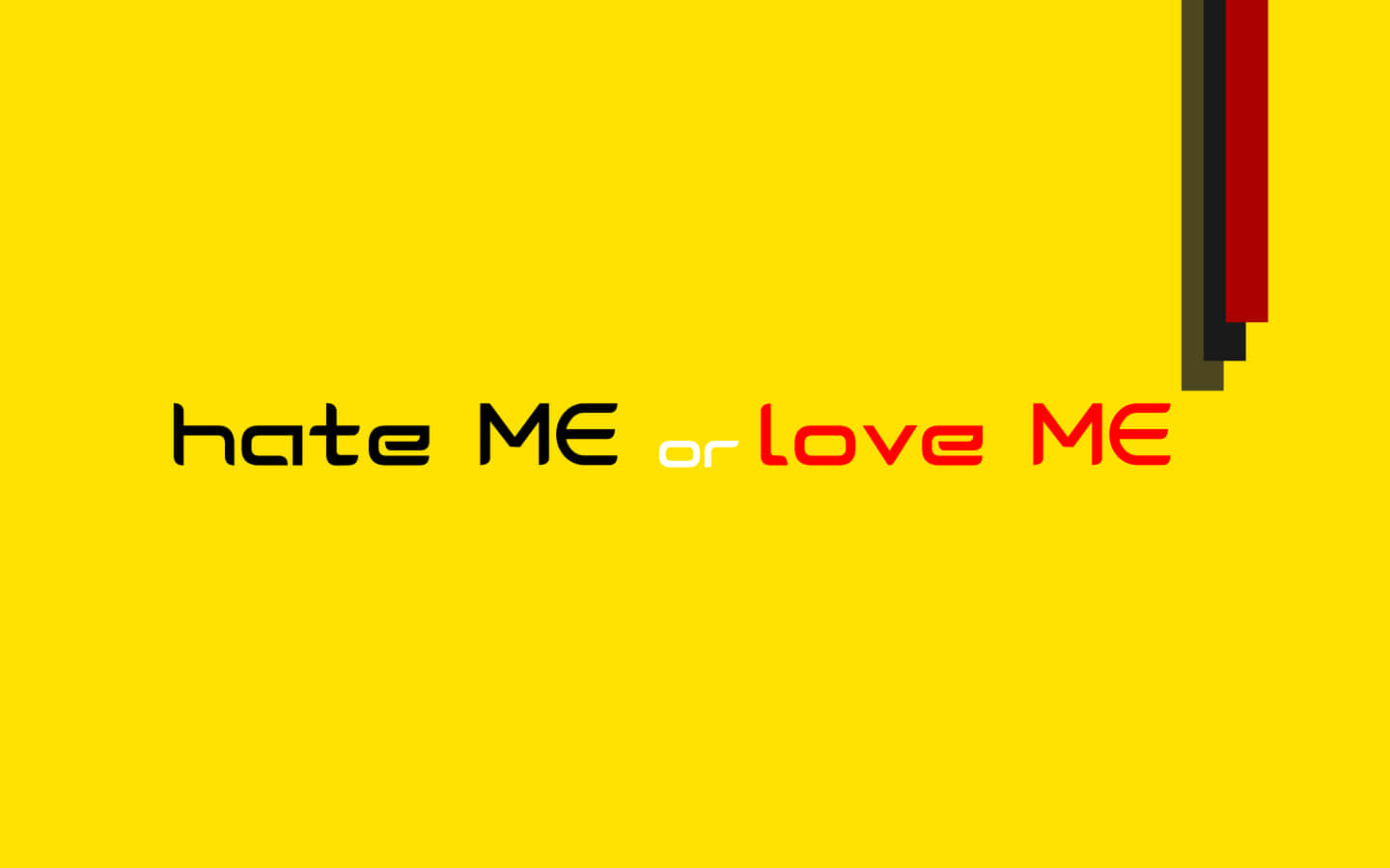 hate me, vibrant yellow background, colorful vertical stripe corner accent, HD Desktop Wallpaper