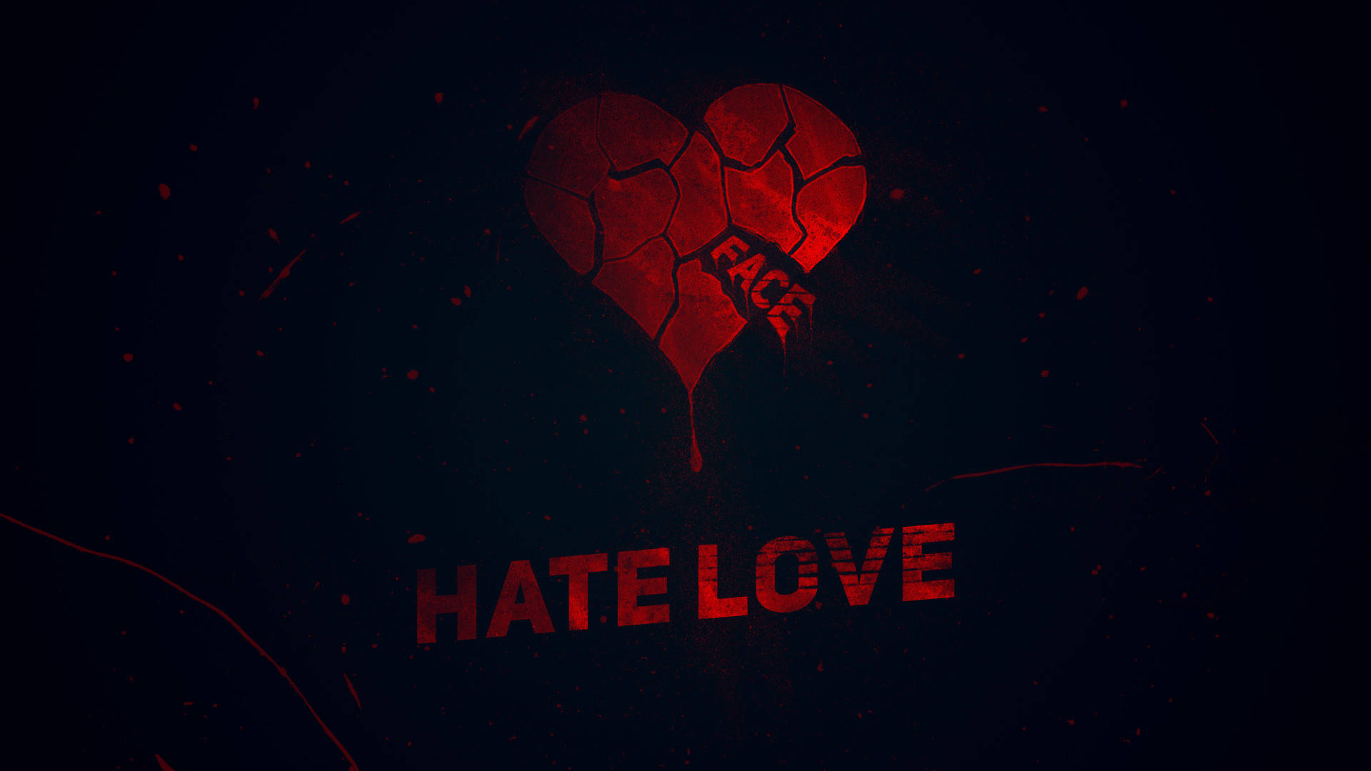 Hate Love Broken Heart, cracked red heart, drips blood, Full HD Desktop Wallpaper